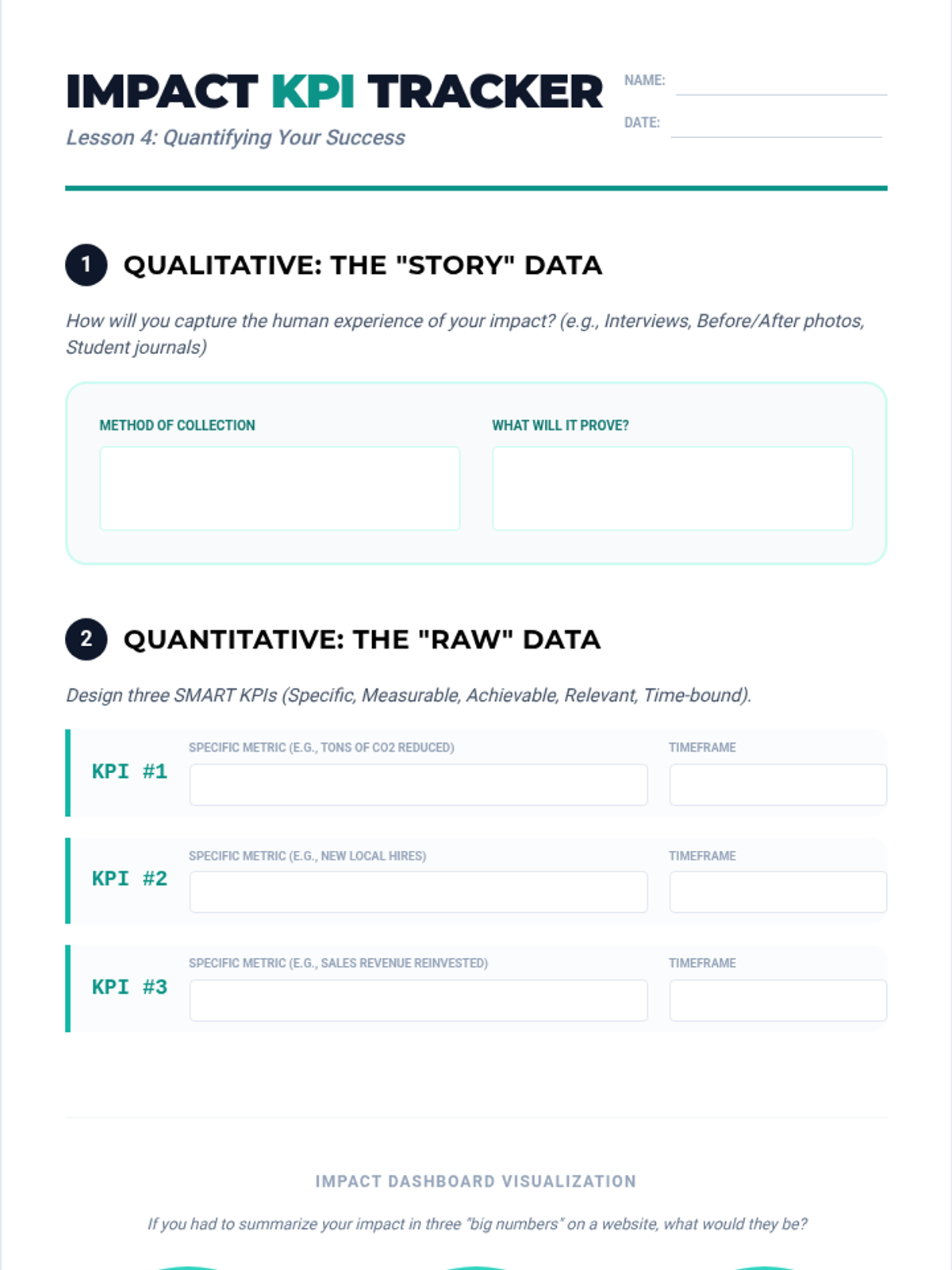Impact KPI Tracker Worksheet • Material • Lenny Learning