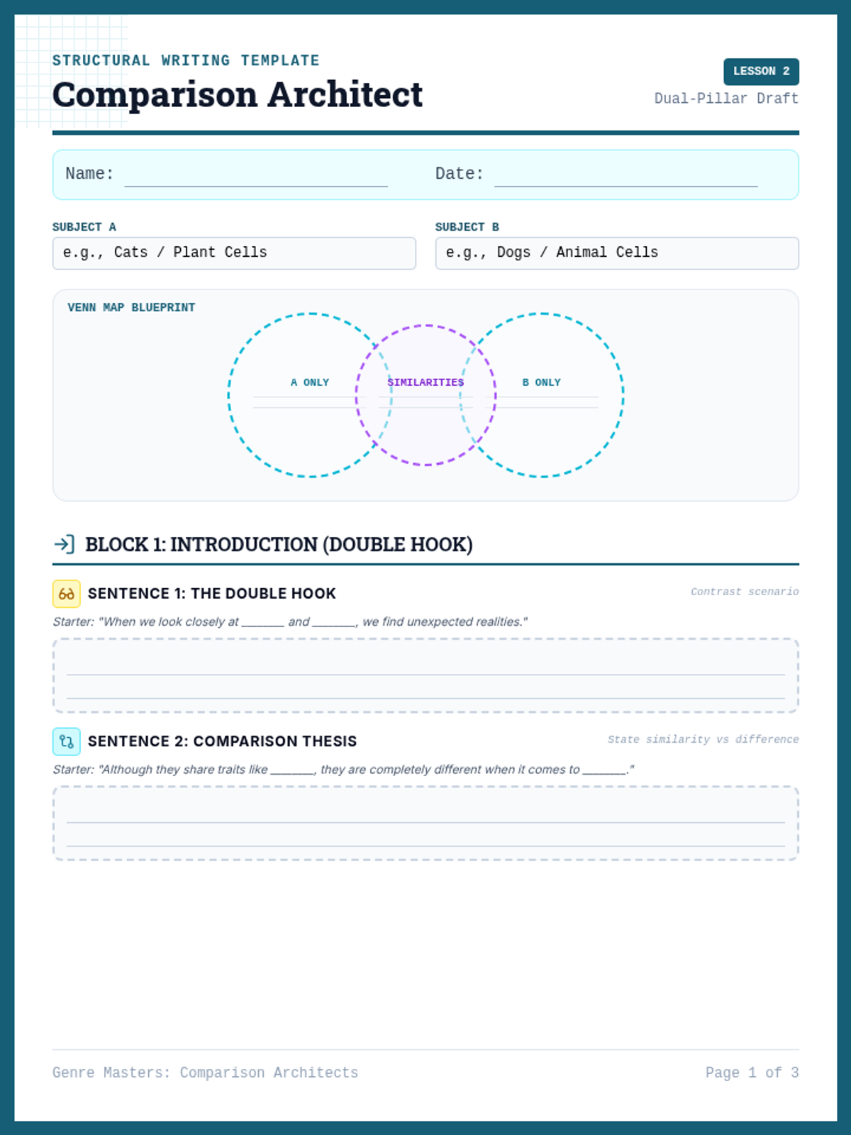 Comparison Architects Organizer