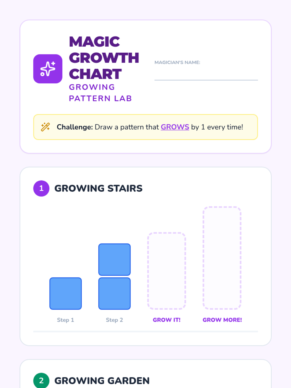 Magic Growth Chart Worksheet • Material • Lenny Learning
