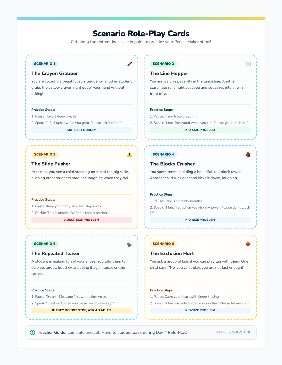 Role Play Scenario Cards page 1