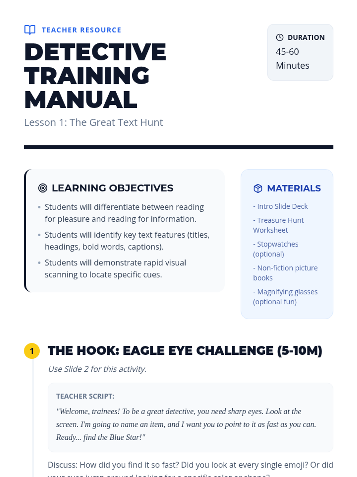 Detective Training Manual Intro