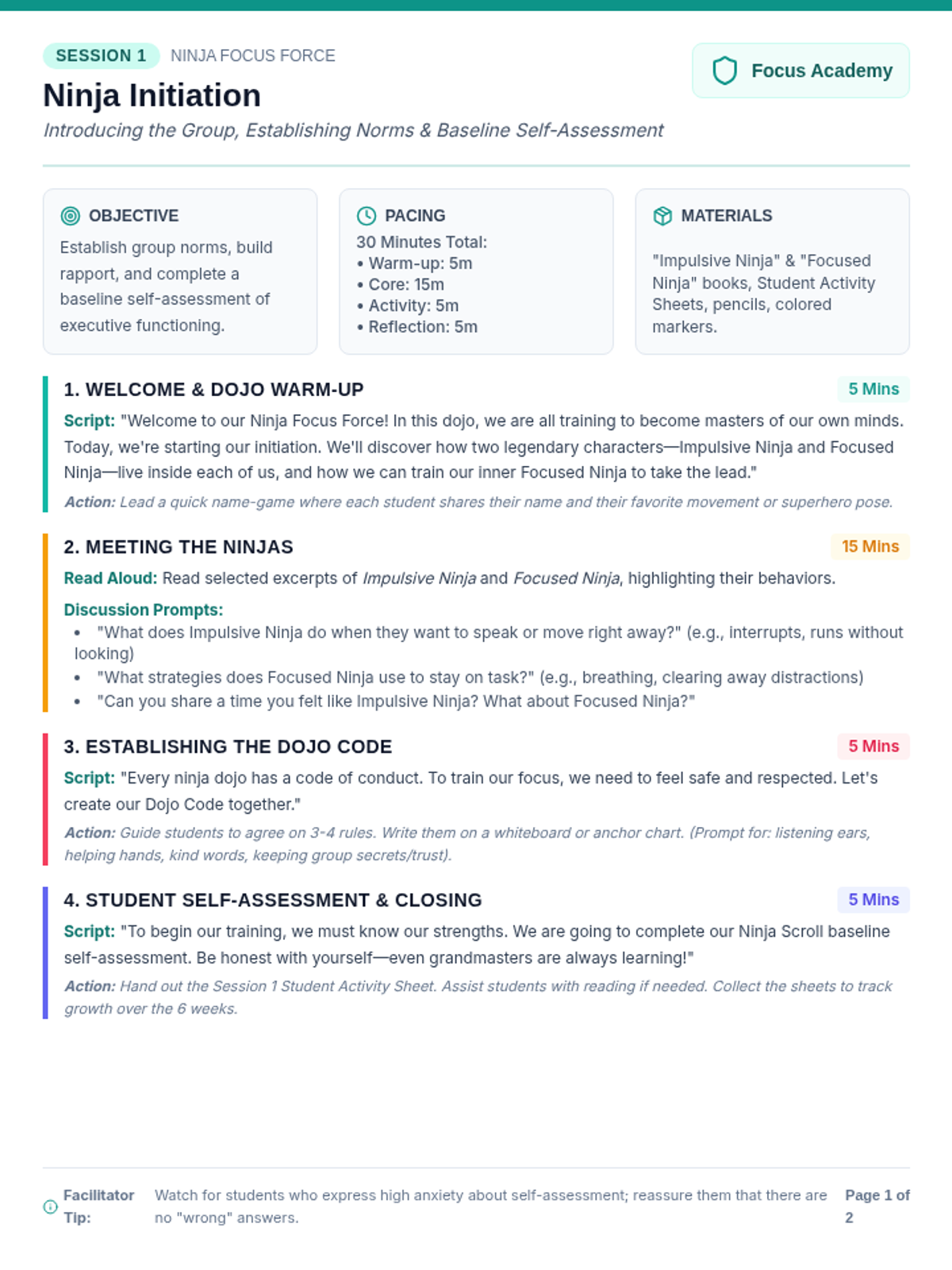 Ninja Initiation Facilitator Guide