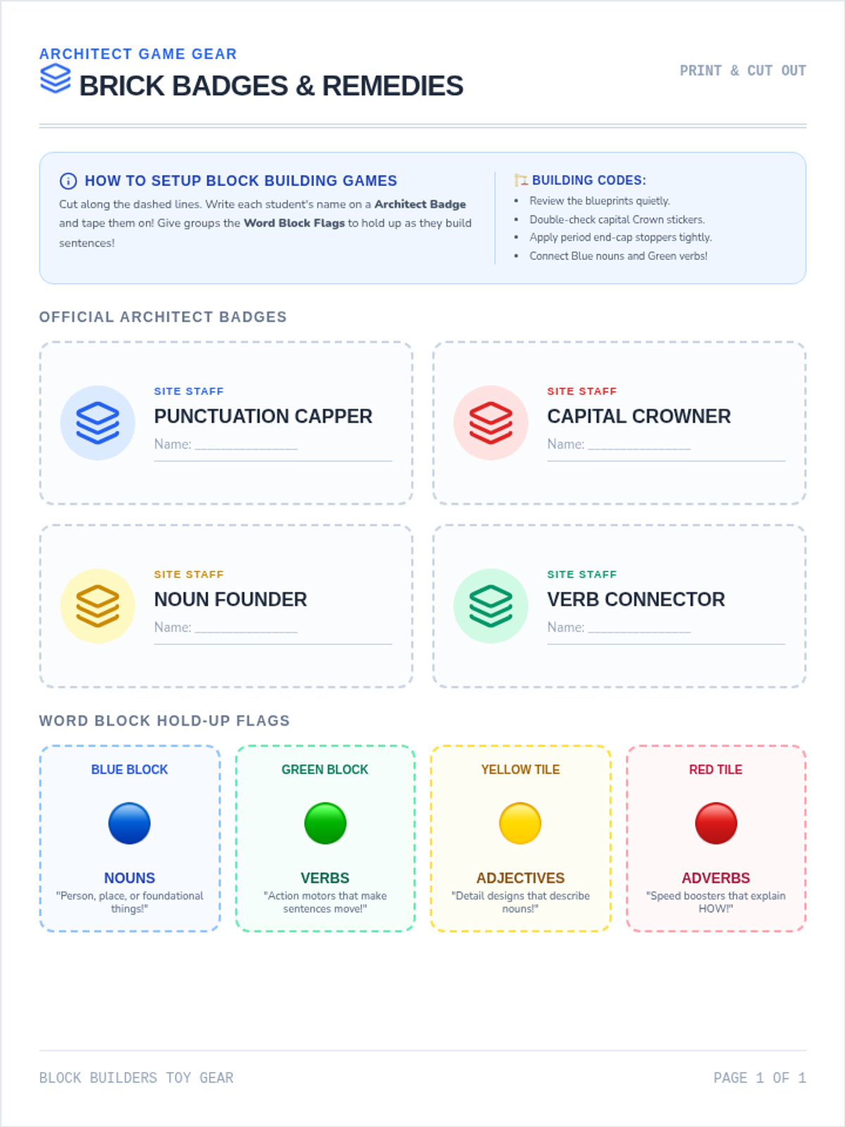 Block Builders Badges & Word Blocks