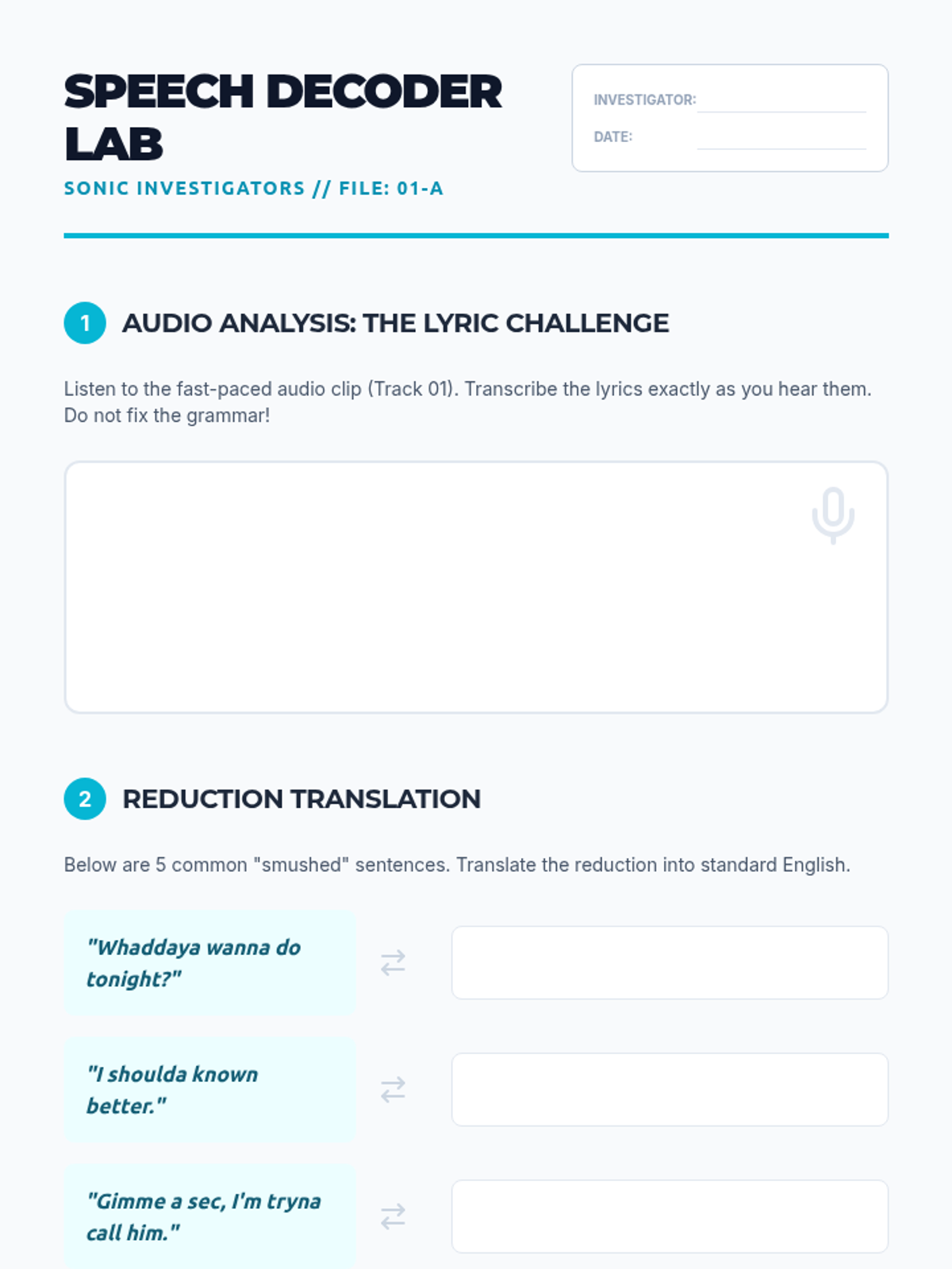 Speech Decoder Lab Worksheet