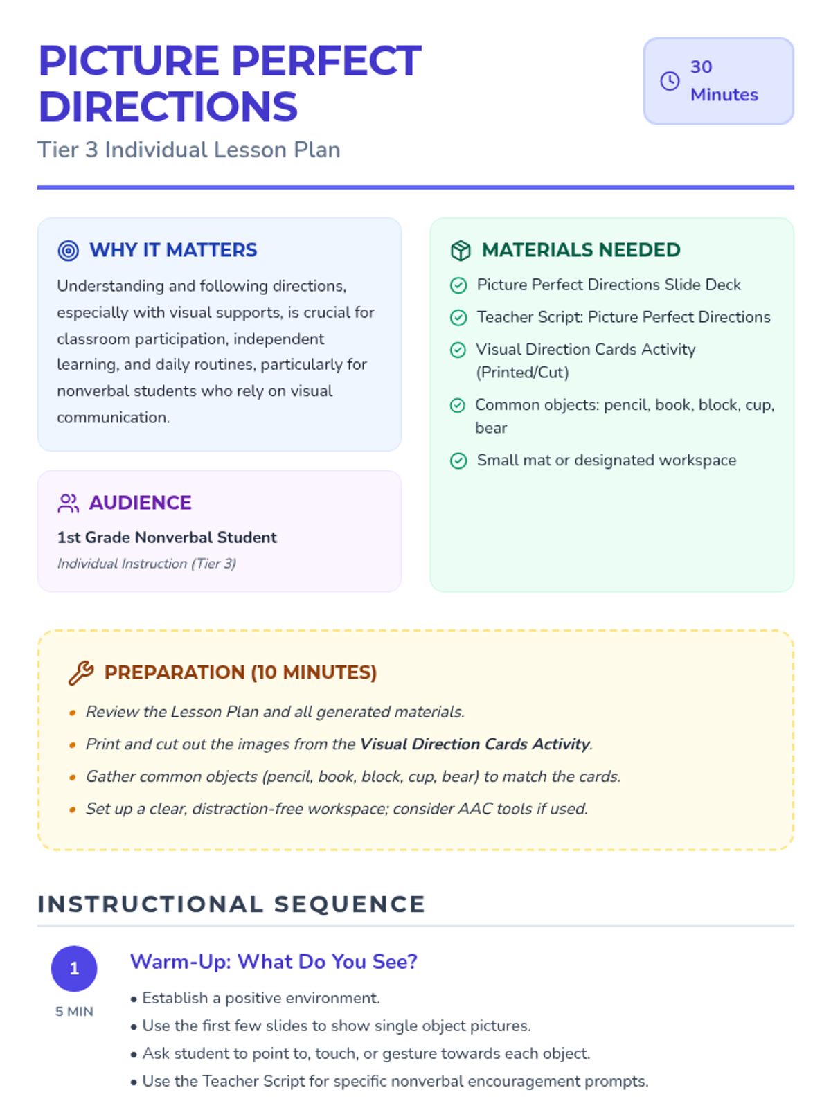 Picture Perfect Directions Lesson Plan • Material • Lenny.com