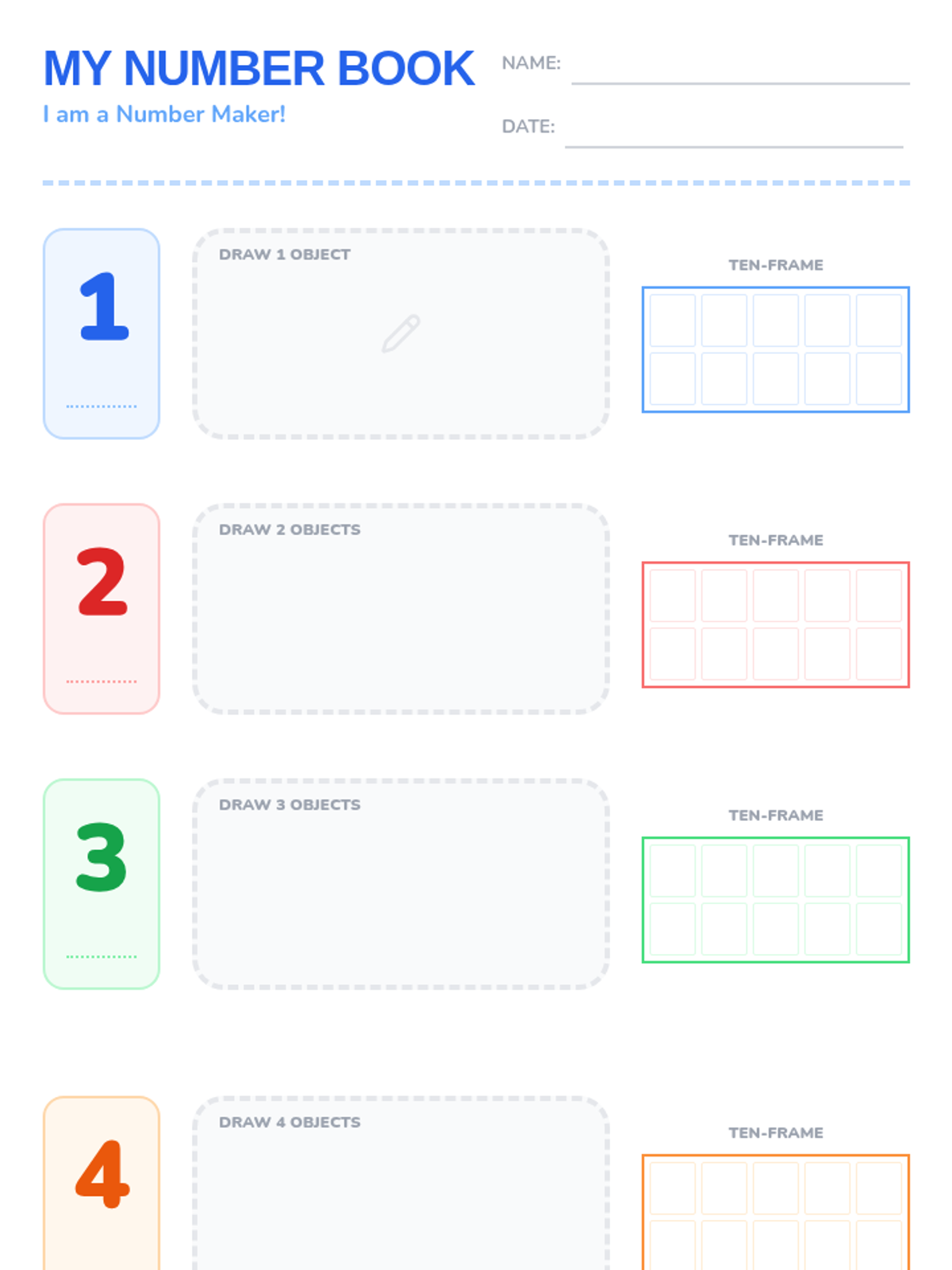 Number Book Worksheet • Material • Lenny Learning