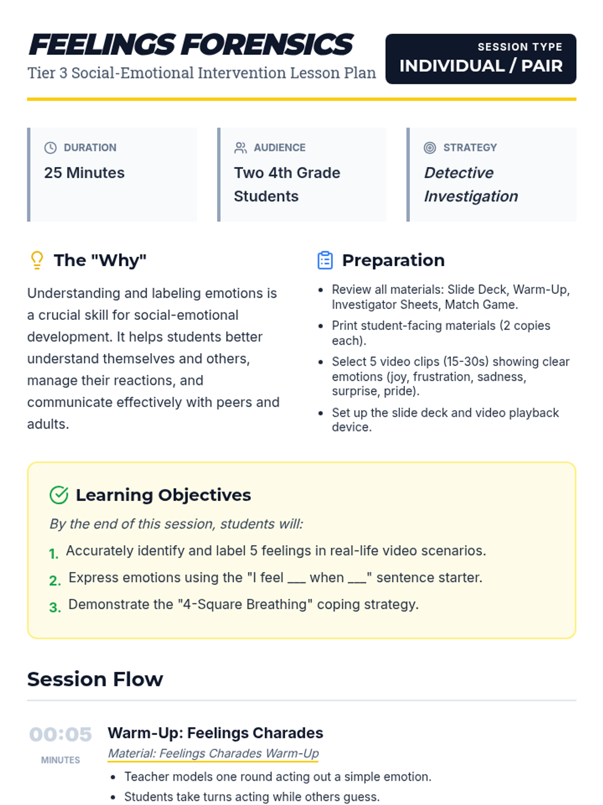 Feelings Forensics Lesson Plan • Material • Lenny Learning