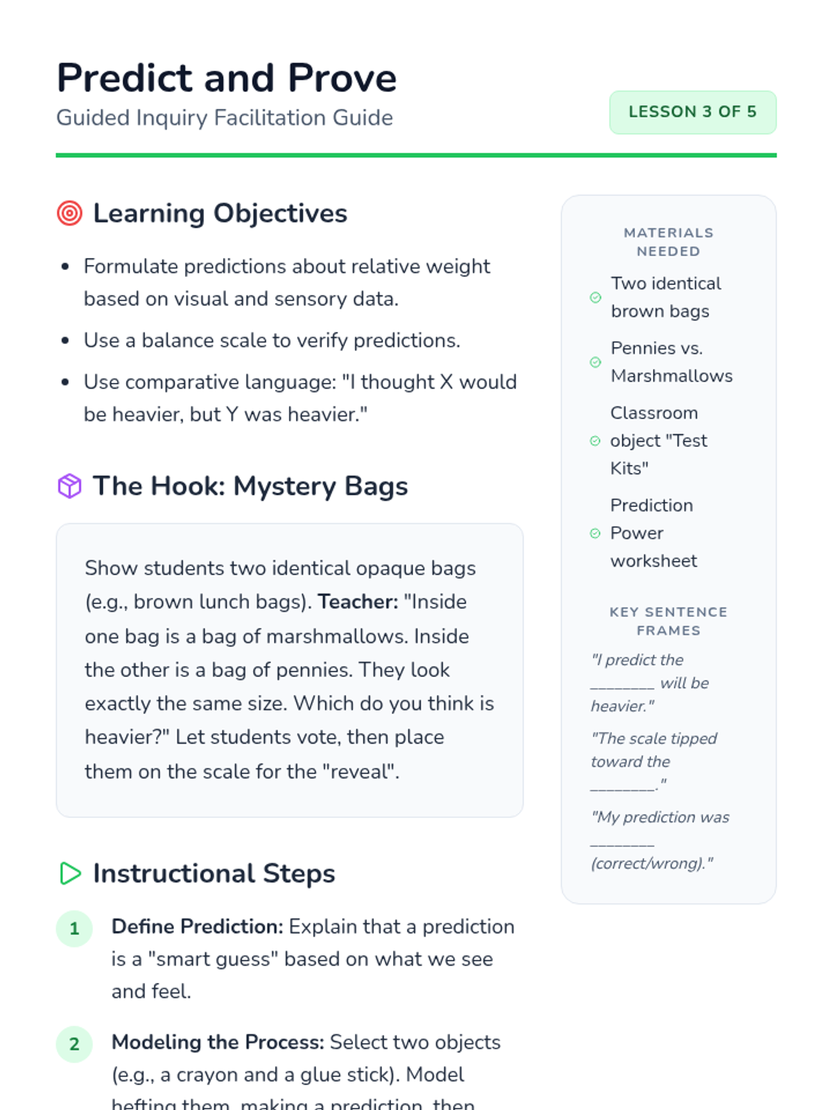 Predict and Prove Teacher Guide • Material • Lenny Learning
