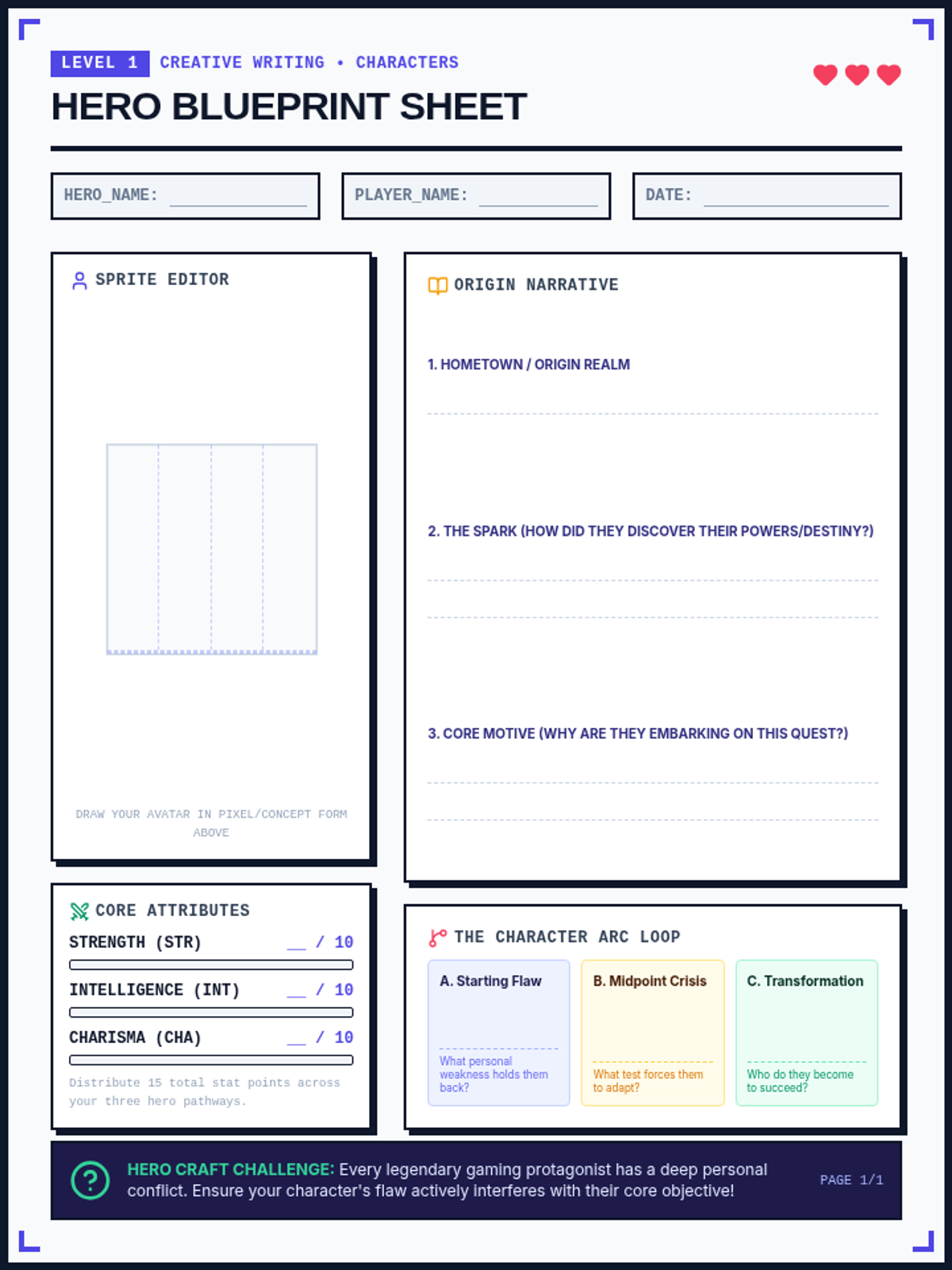Hero Blueprint Sheet