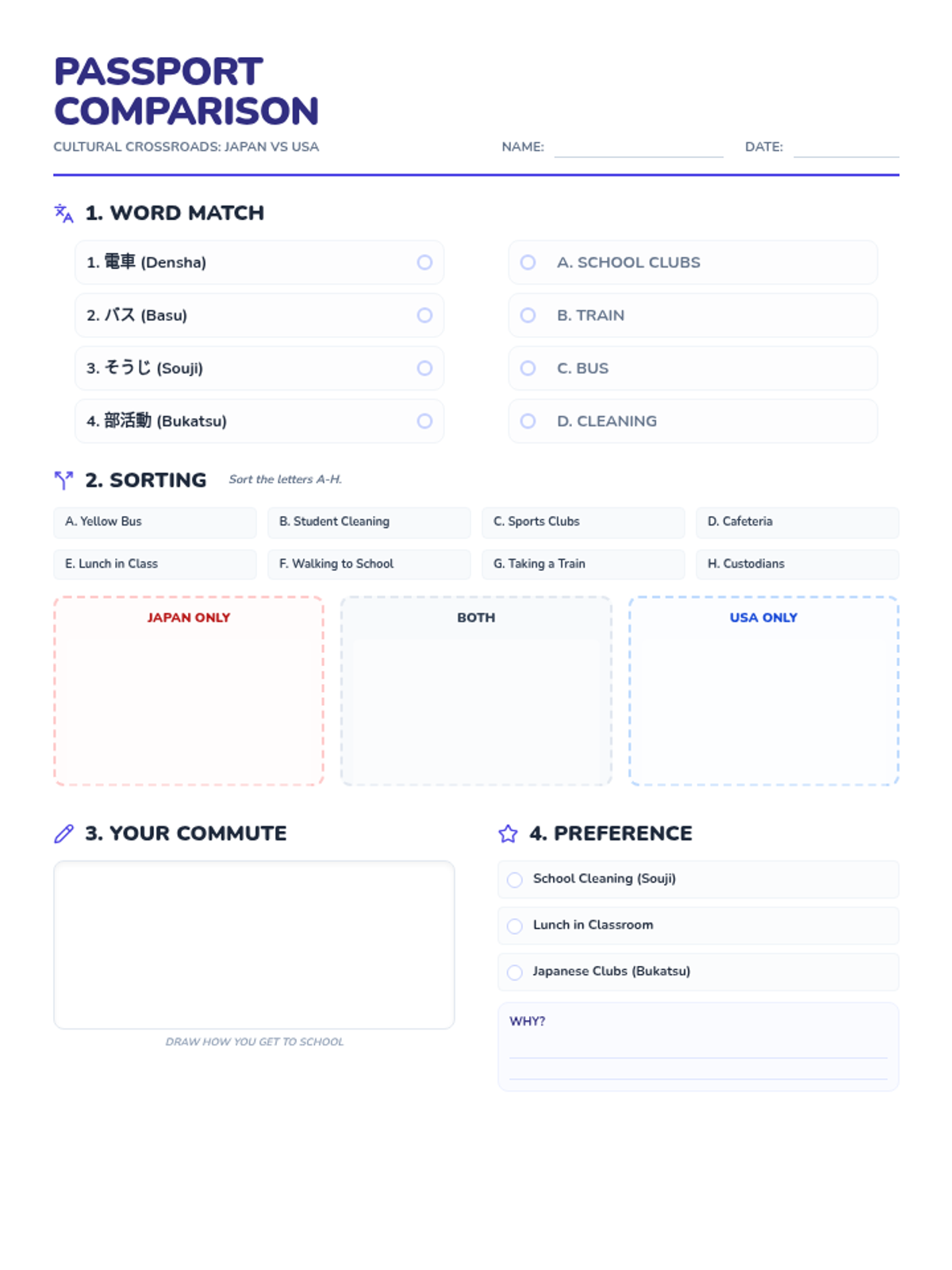 Passport Comparison Worksheet