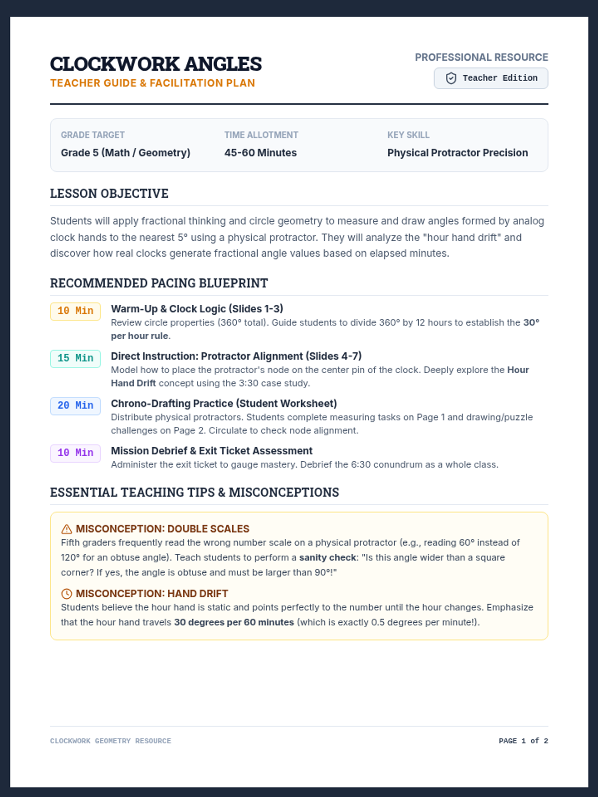 Clockwork Angles Teacher Guide