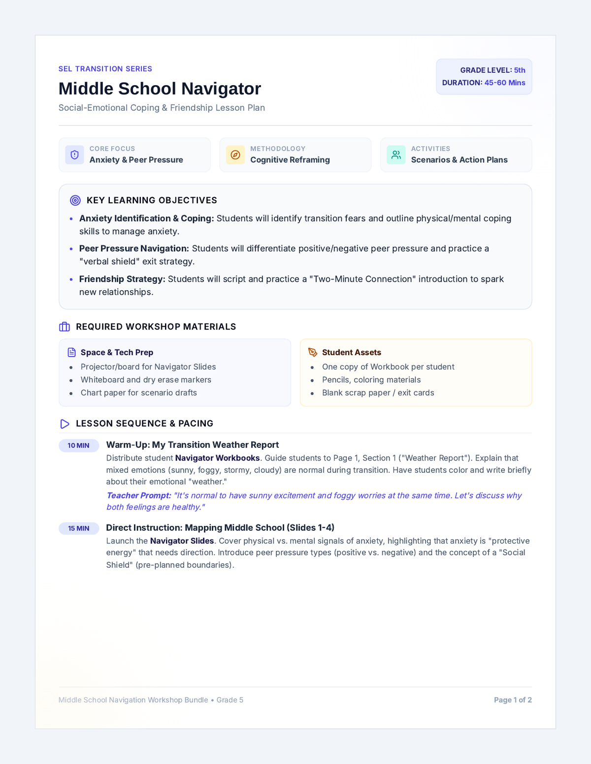 Middle School Navigator Teacher Guide page 1