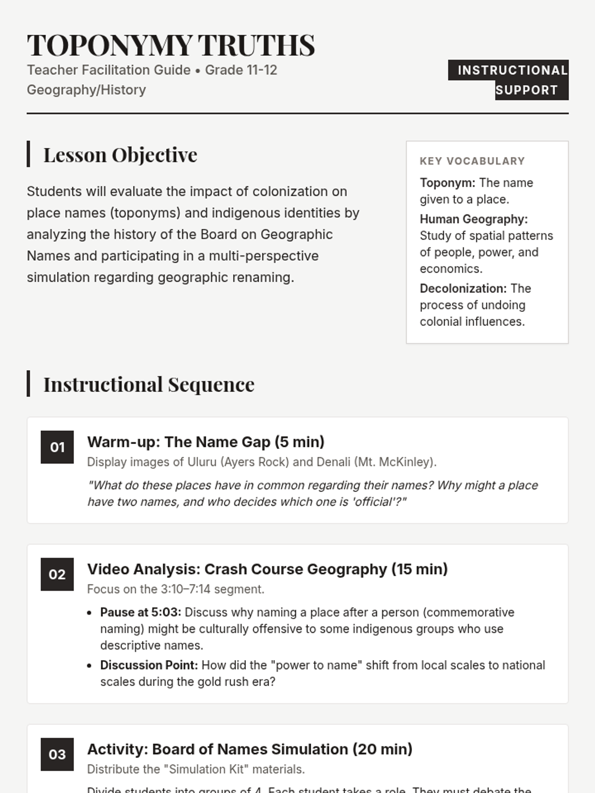 Specific Toponym Mapping Power and Toponymy • Lesson • Lenny Learning