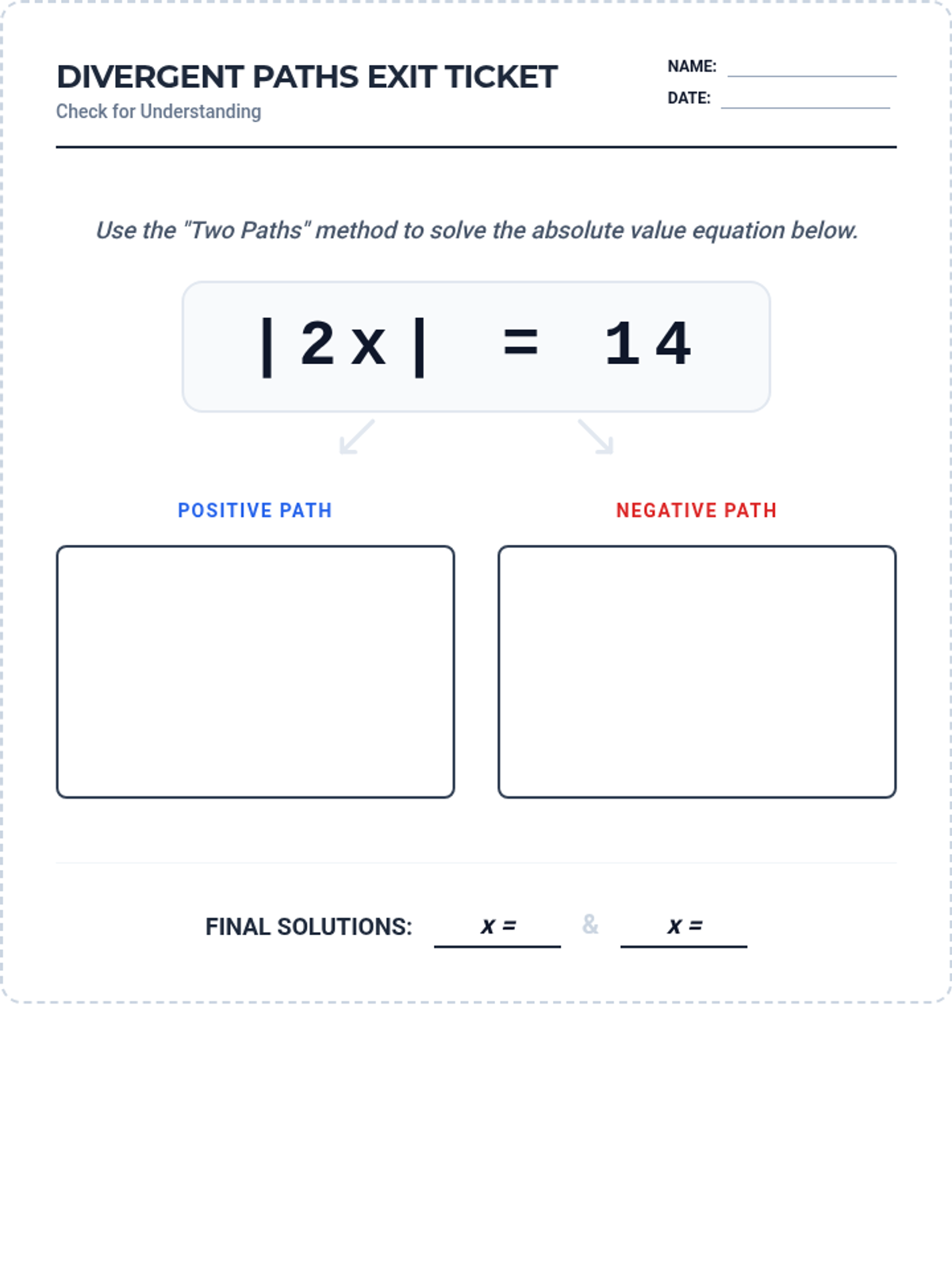 Two Path Method Divergent Paths Algebra • Lesson • Lenny.com