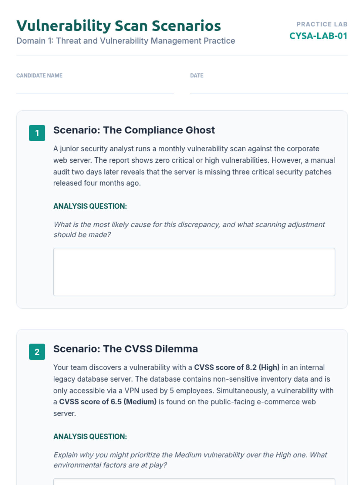 Vulnerability Scan Scenarios