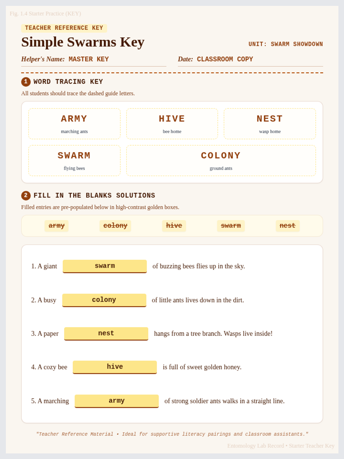 Simple Swarms Answer Key
