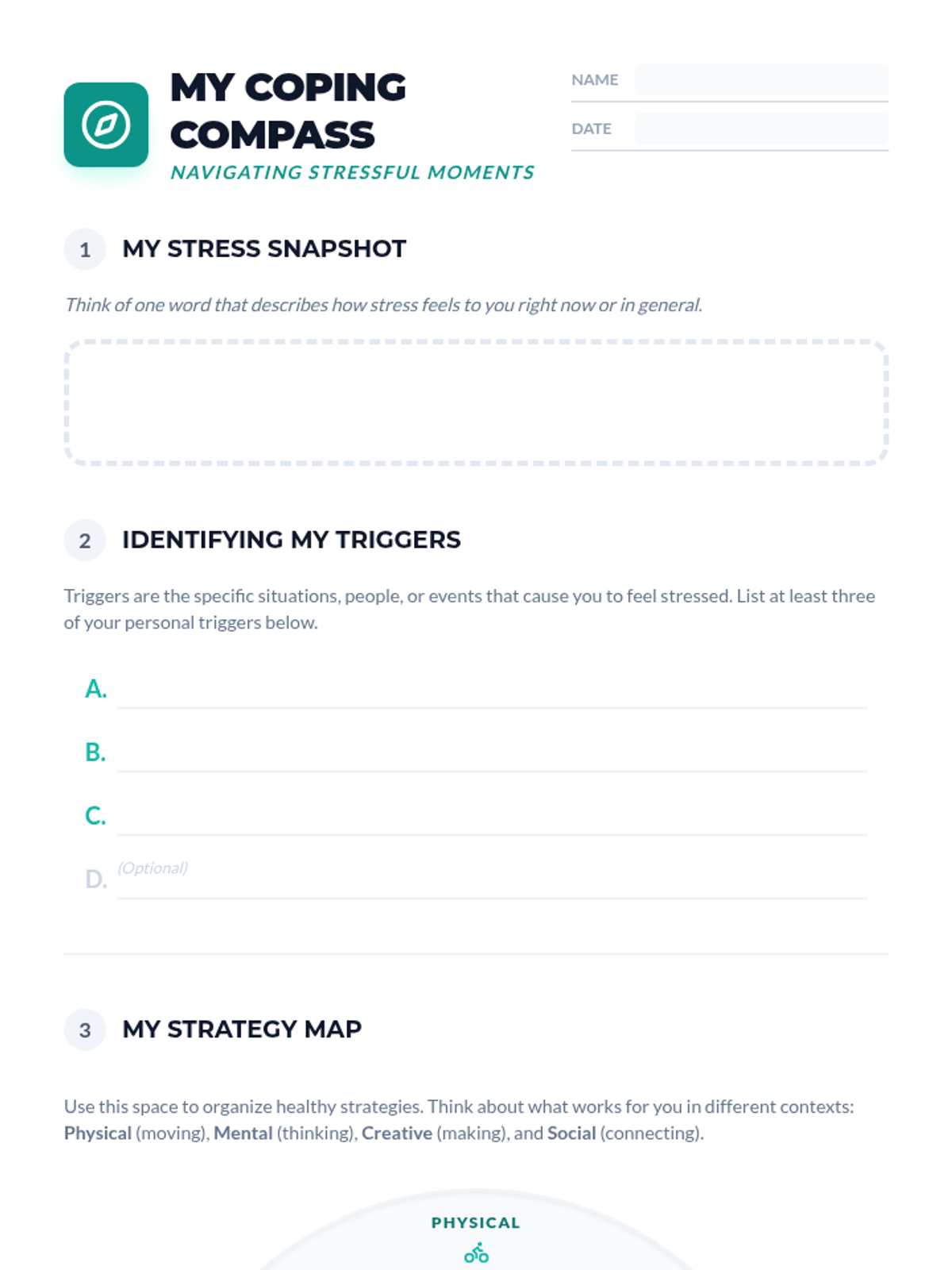 My Coping Compass Worksheet • Material • Lenny Learning