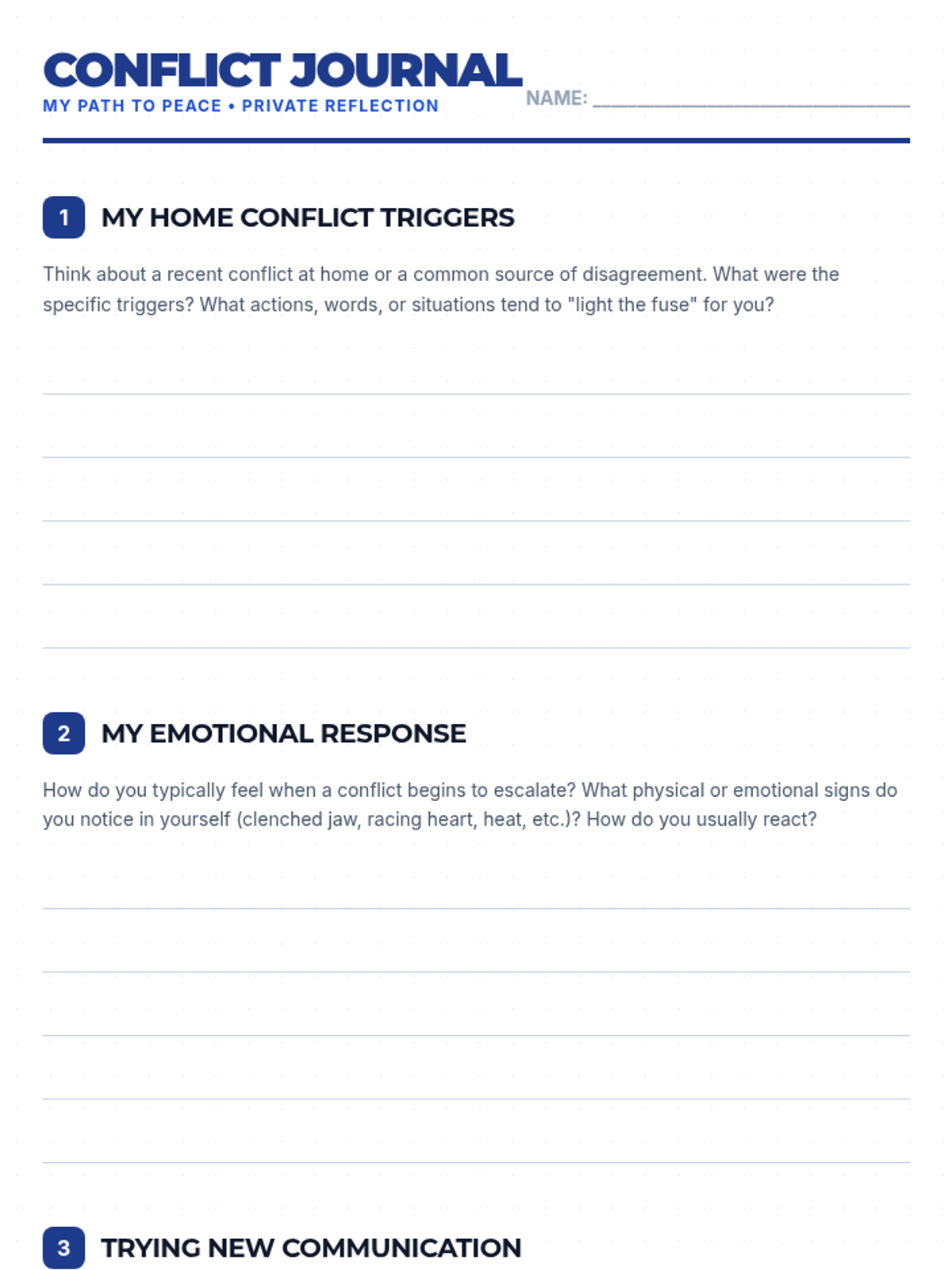 Conflict Reflection Journal • Material • Lenny Learning