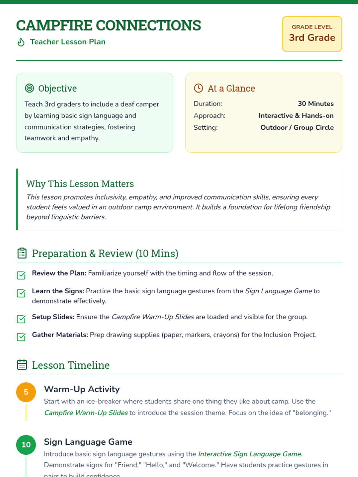 Campfire Connections • Lesson • Lenny Learning