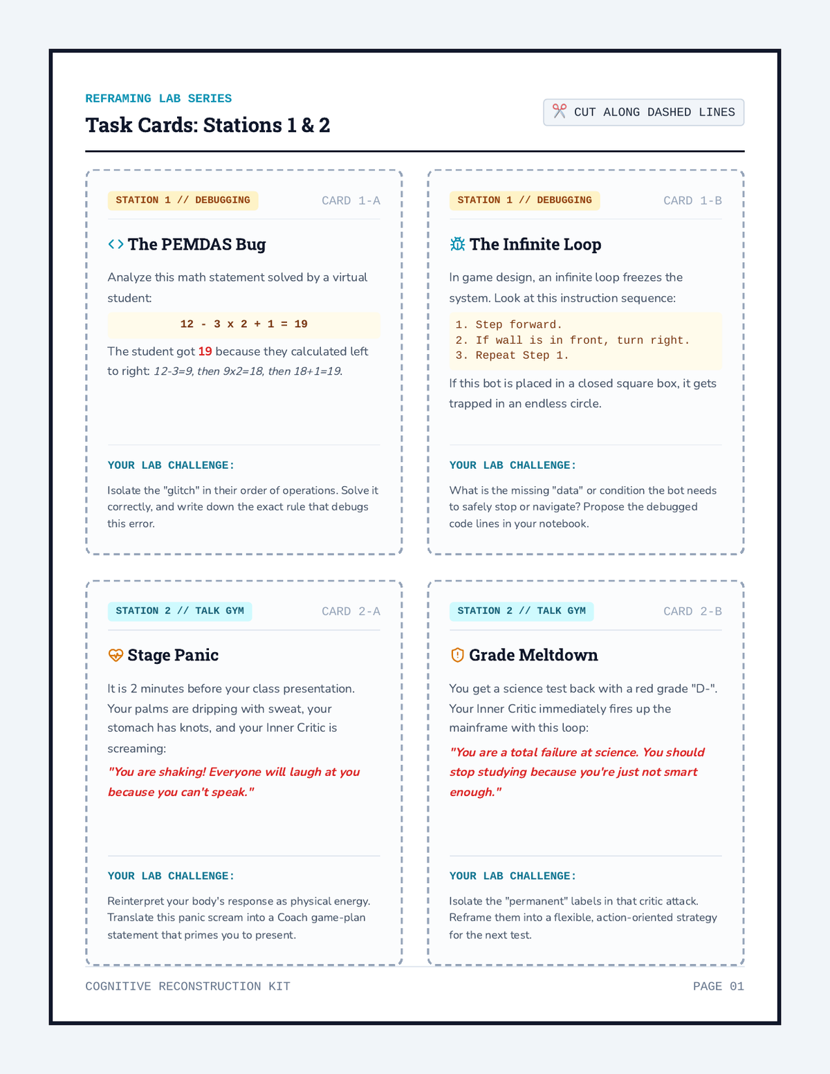 Challenge Task Cards page 1