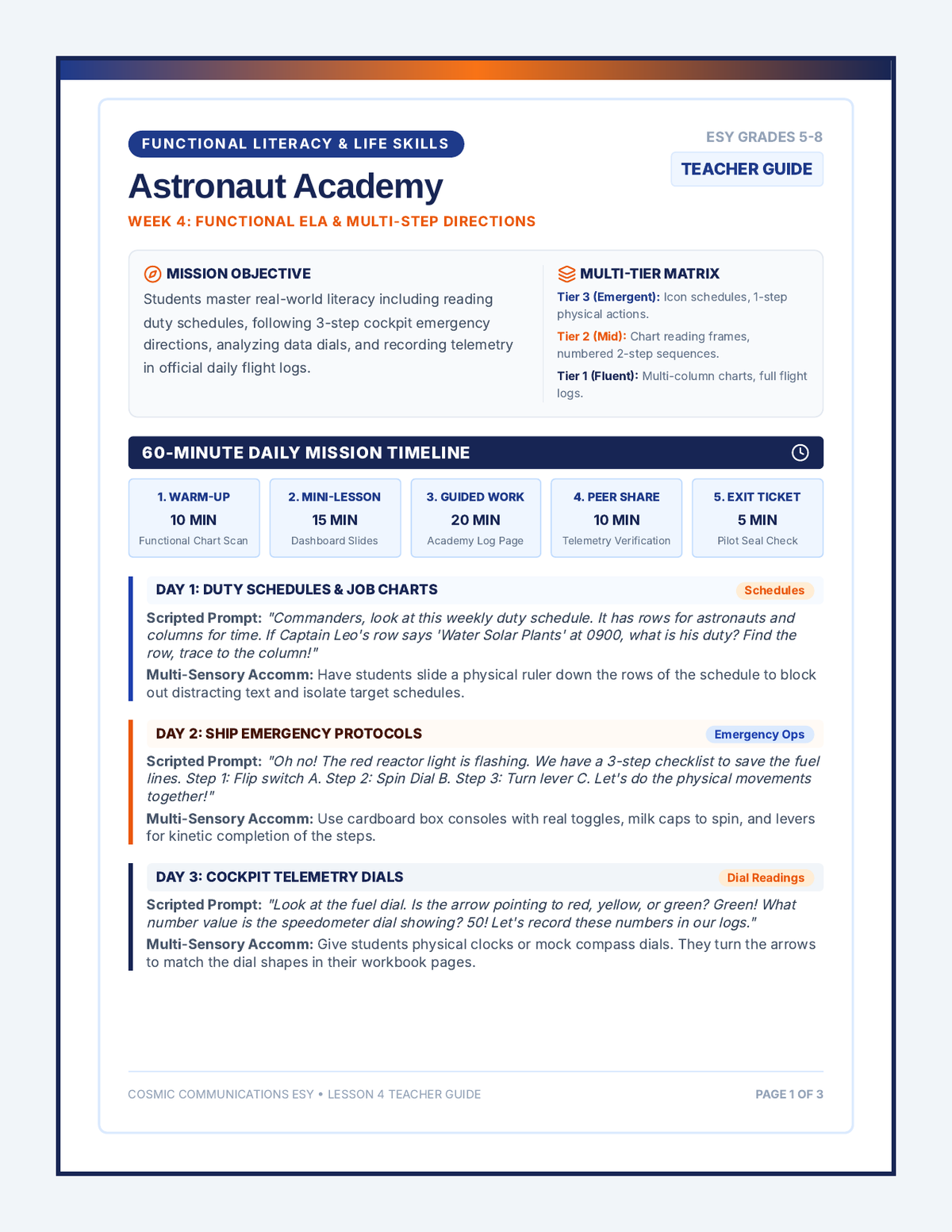 Astronaut Academy Teacher Guide page 1