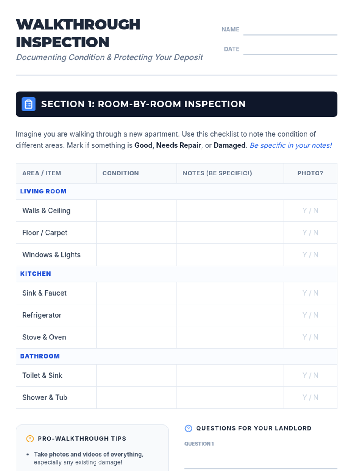 Sample Walkthrough Example Preview Walkthrough Inspection Checklist Practice • Material • Lenny Learning