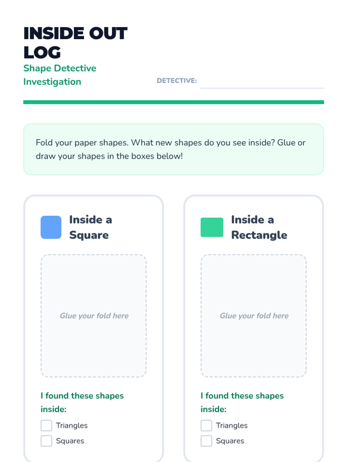 Inside Out Log Sheet • Material • Lenny Learning