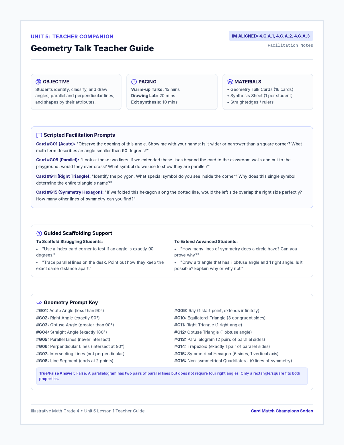 Geometry Talk Teacher Guide page 1