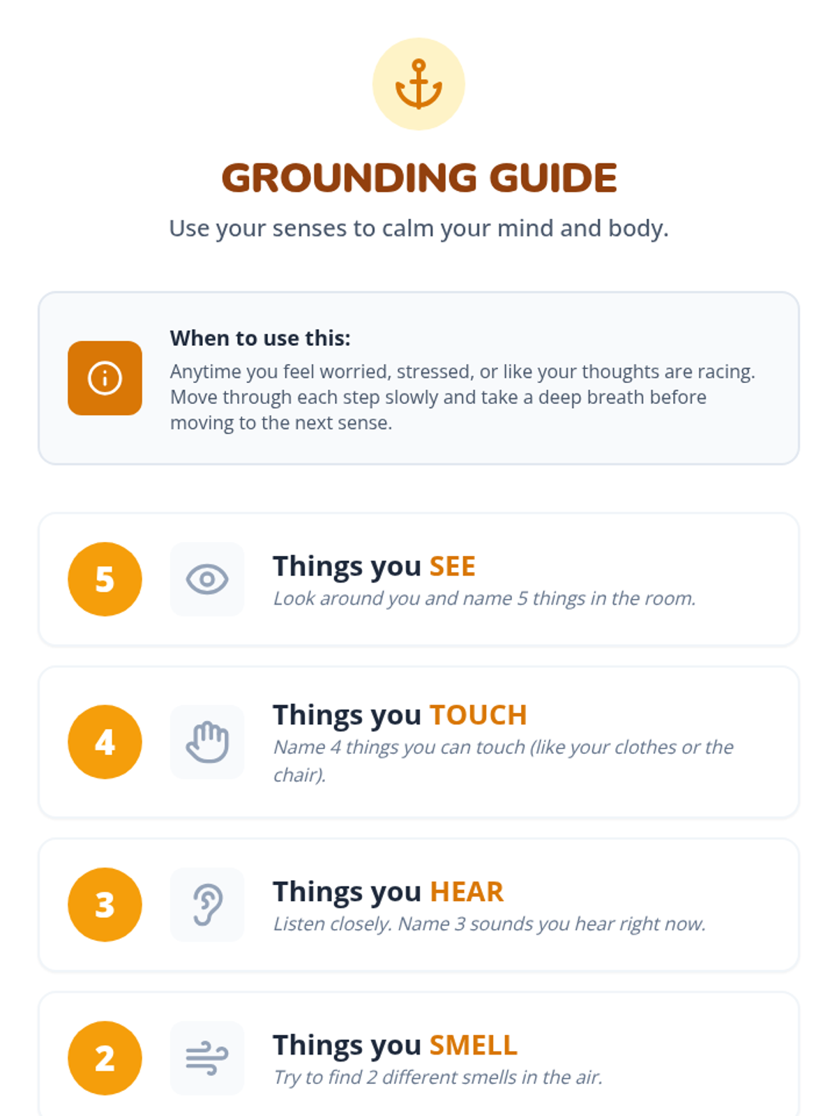 Grounding Technique Visual Guide Activity • Material • Lenny Learning