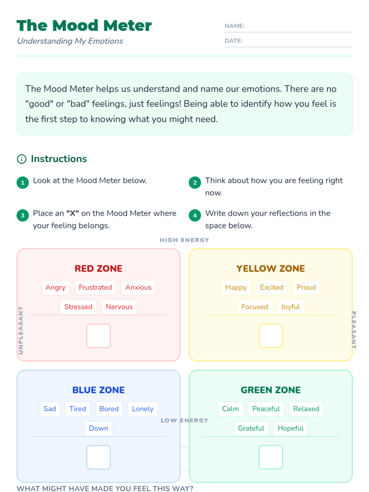 Mood Meter Handout • Material • Lenny Learning