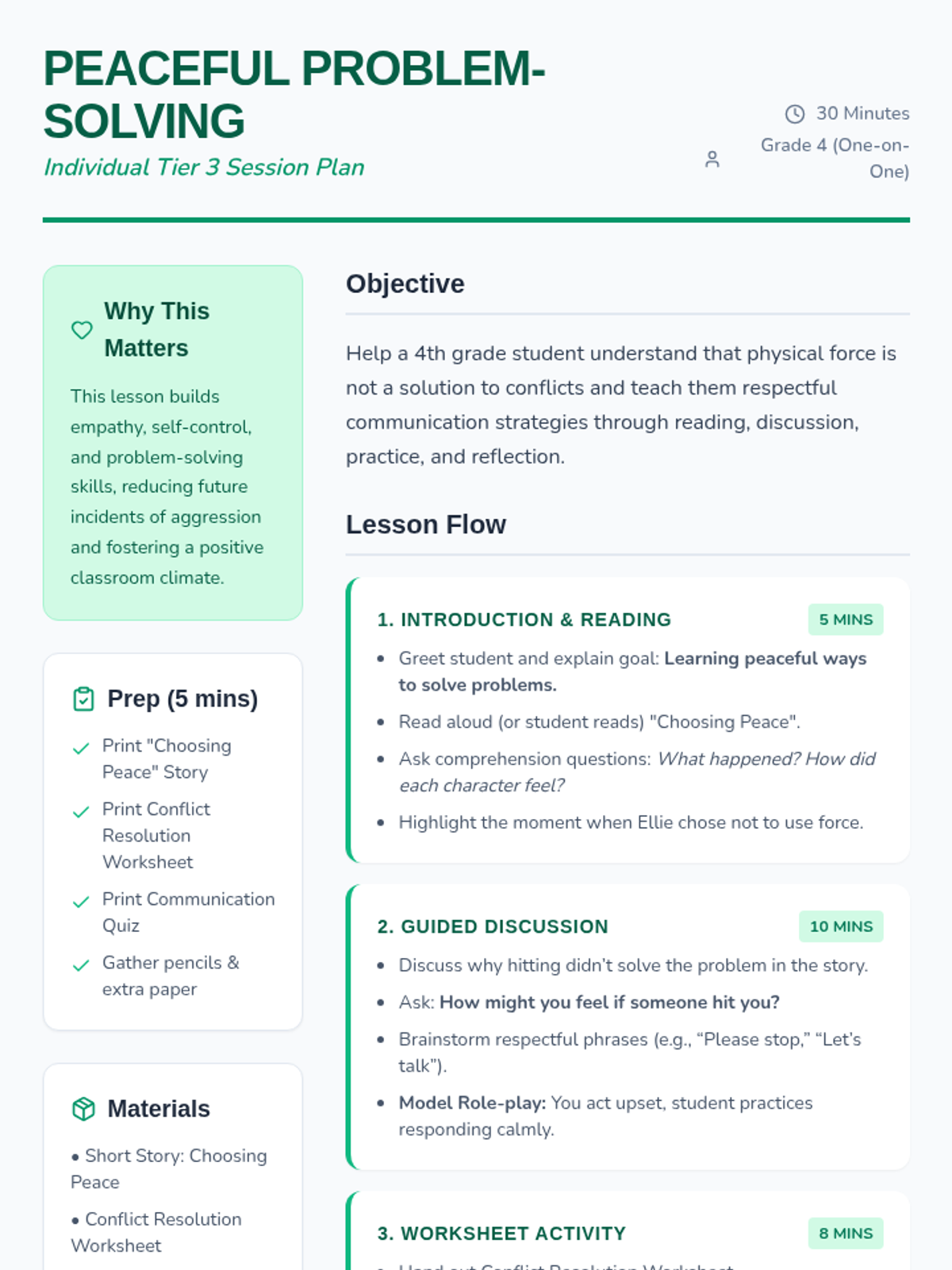 Peaceful Problem Solving • Lesson • Lenny Learning
