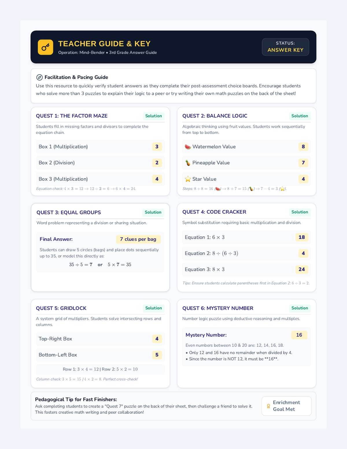 Mind Bender Teacher Guide page 1