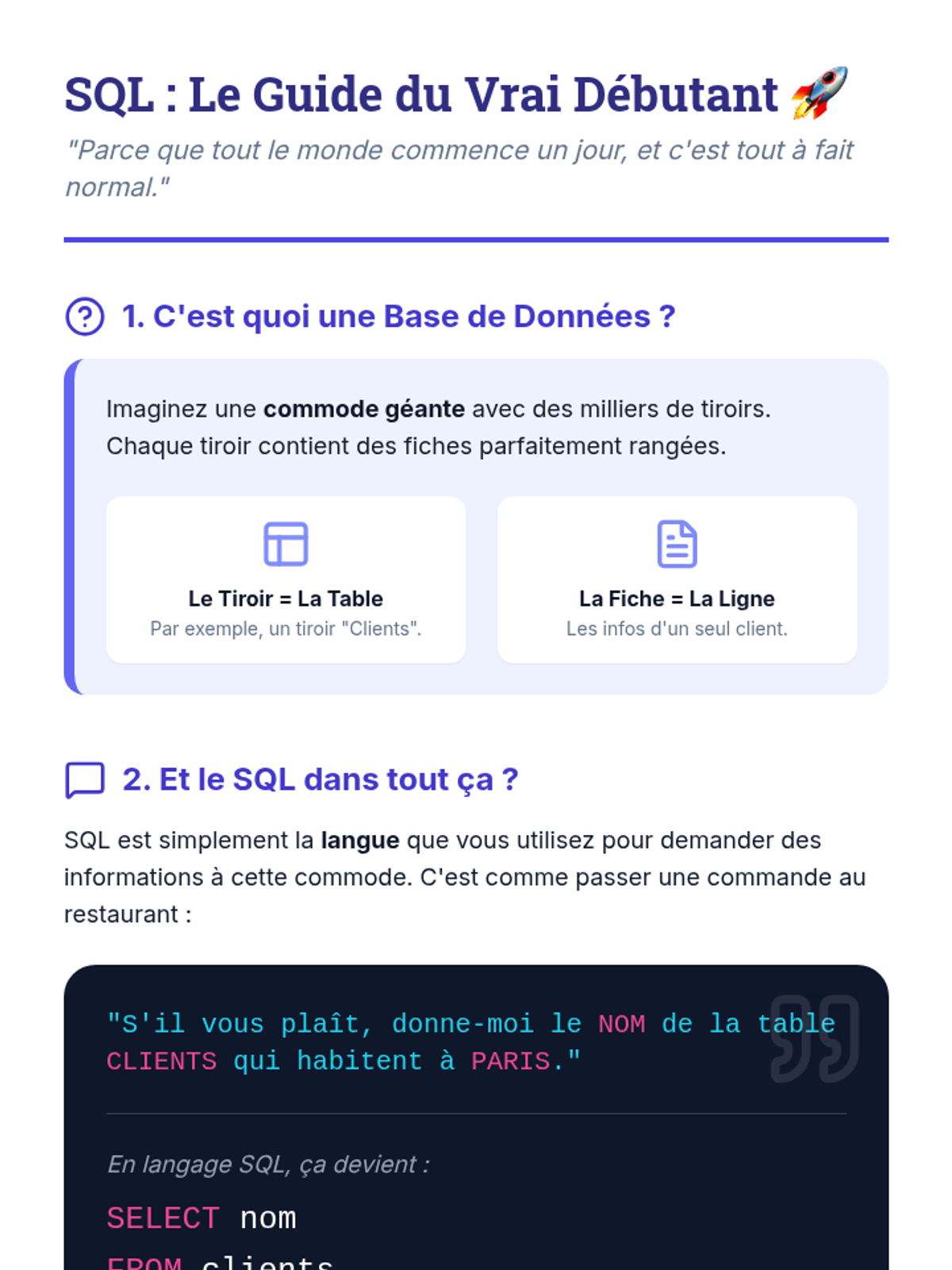 Guide de Démarrage SQL Document