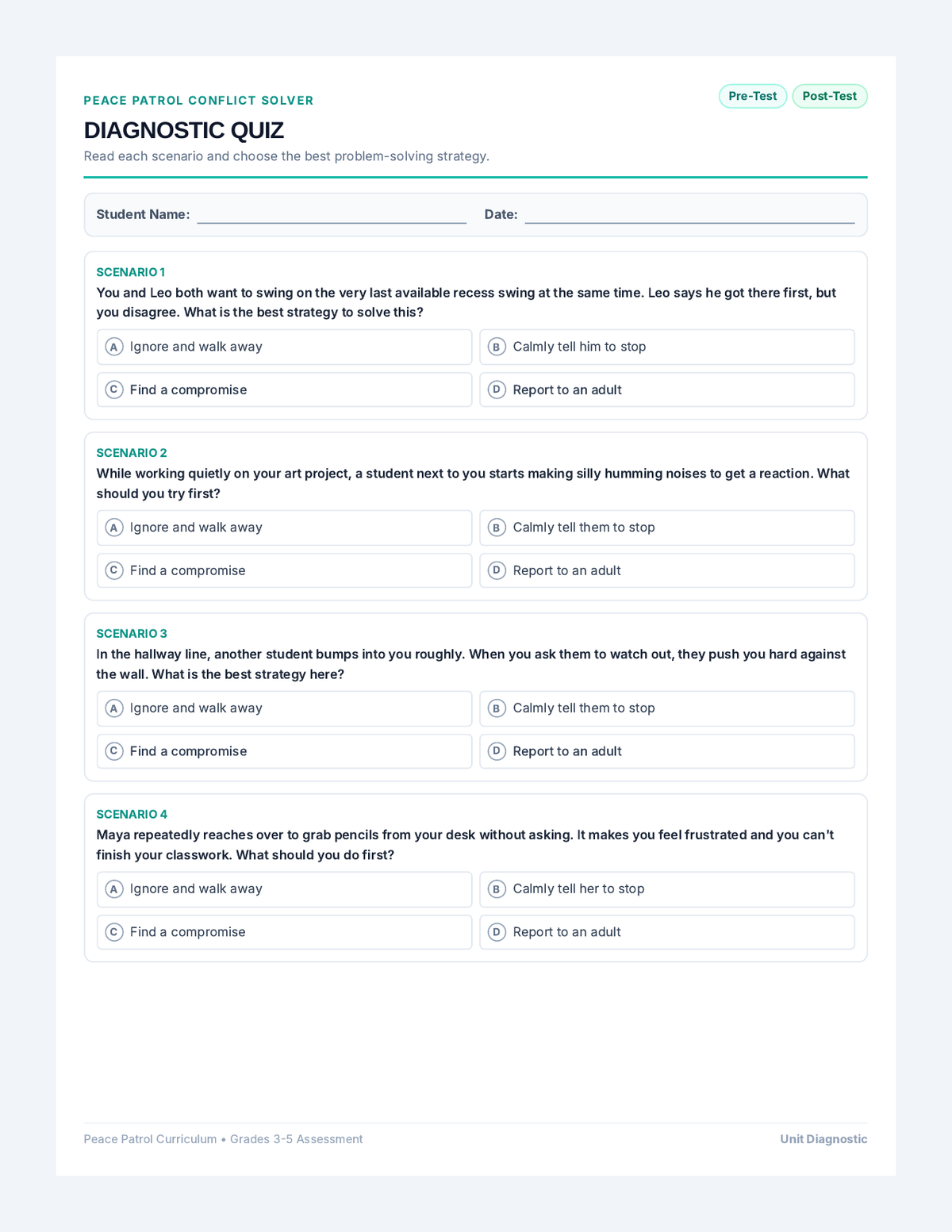 Peace Patrol Quiz page 1