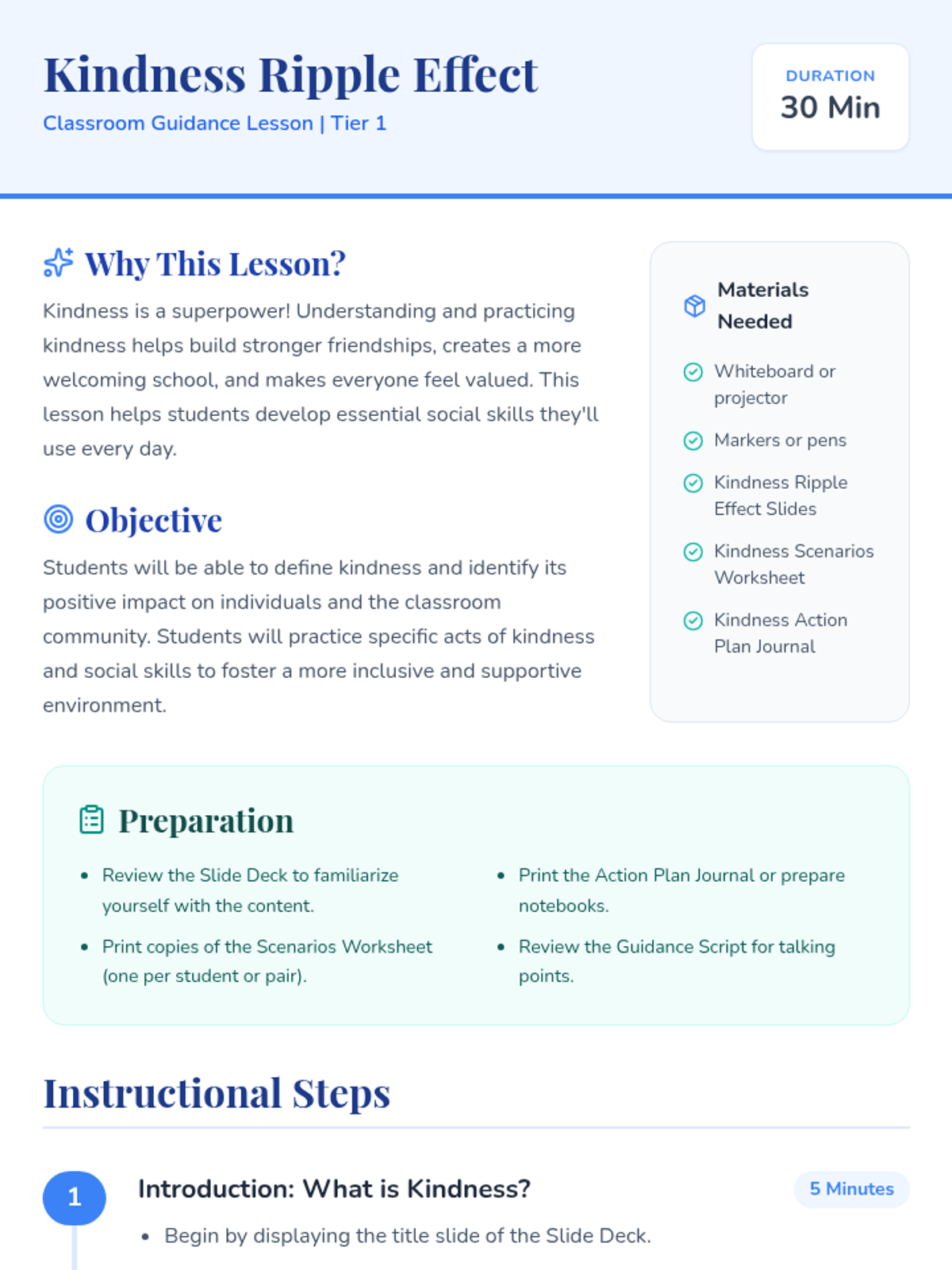Kindness Ripple Effect Lesson Plan • Material • Lenny Learning