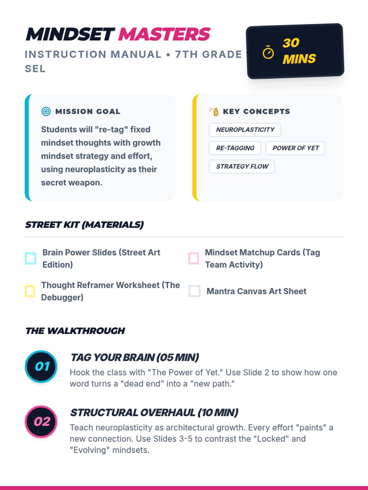 Mindset Master Plan Teacher Guide • Material • Lenny Learning