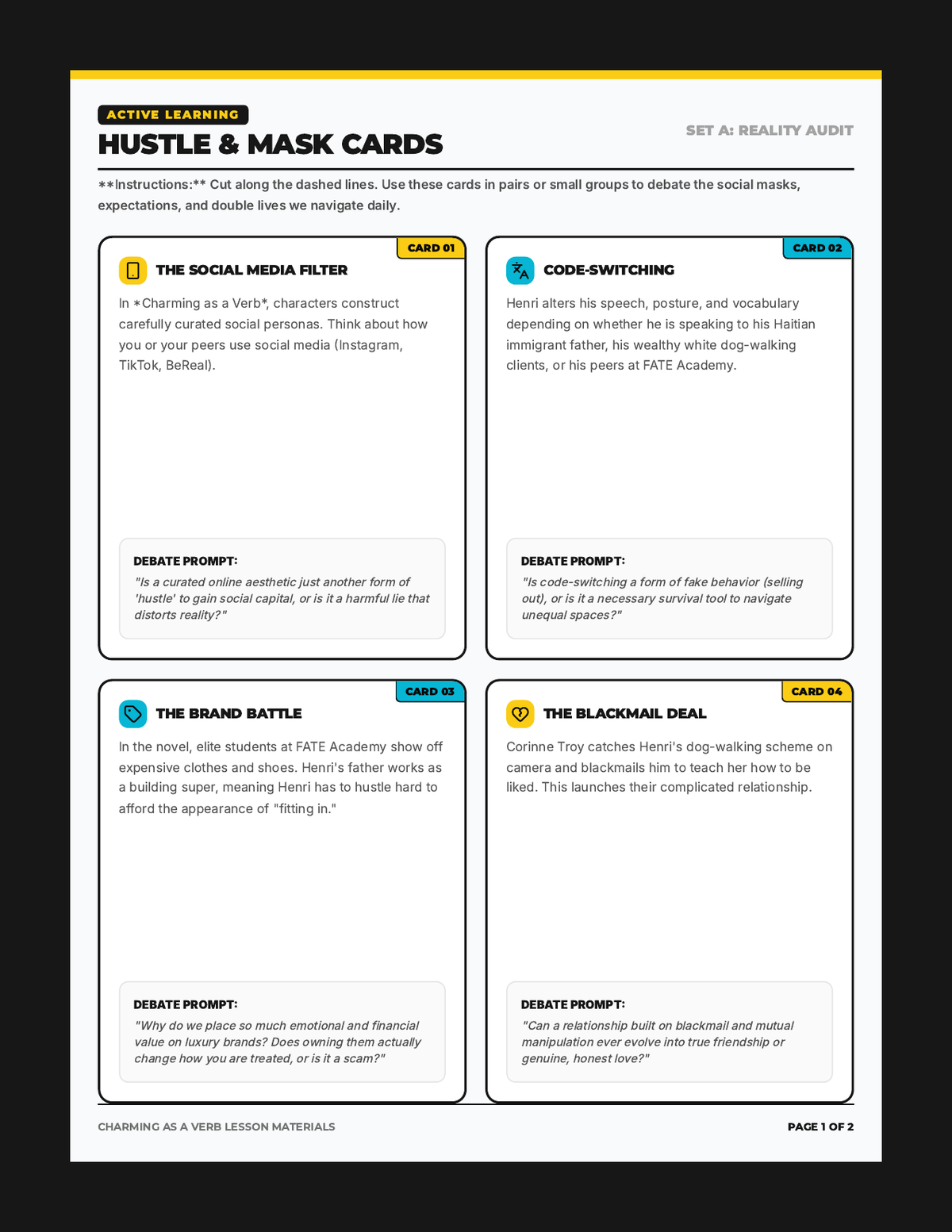 Hustle Mask Cards page 1