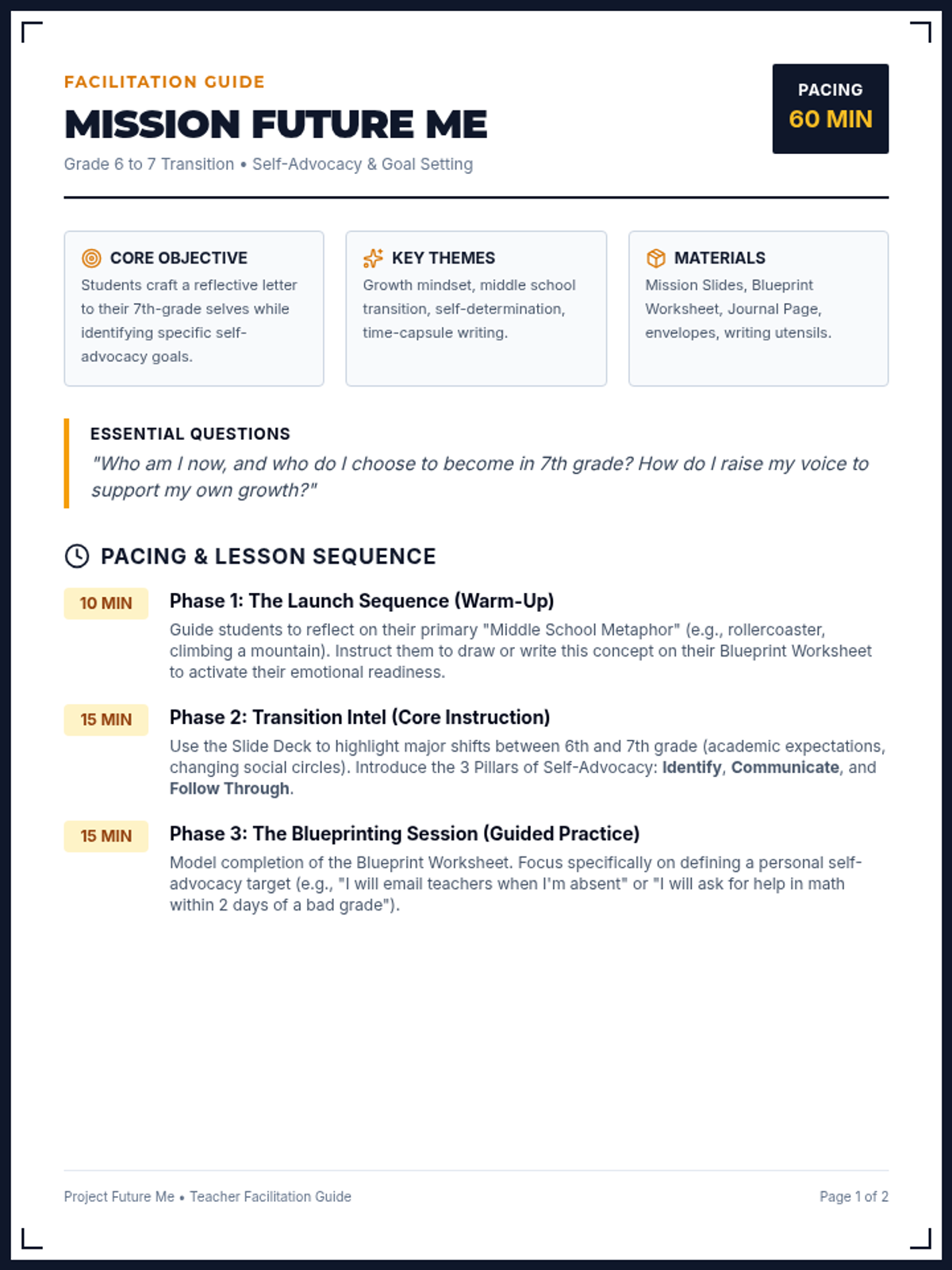 Mission Future Me Teacher Guide
