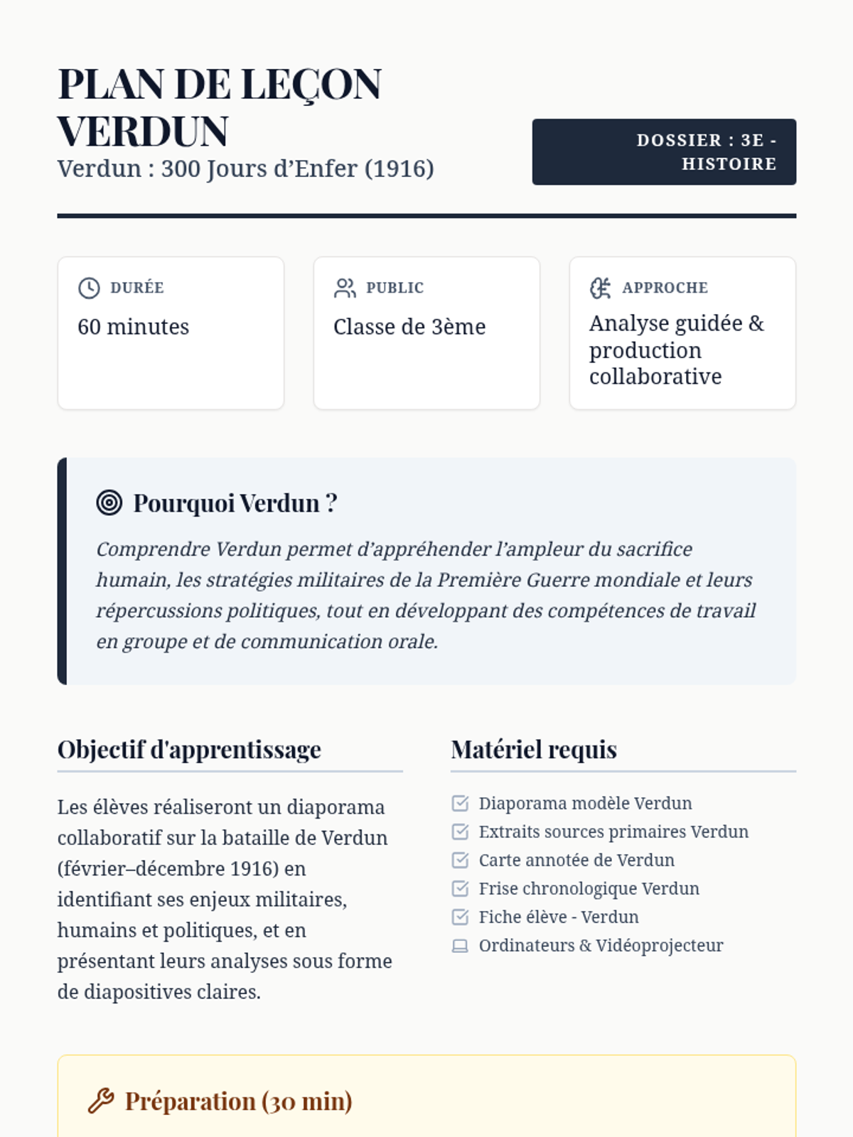 Plan de leçon Verdun Teacher Guide • Material • Lenny Learning