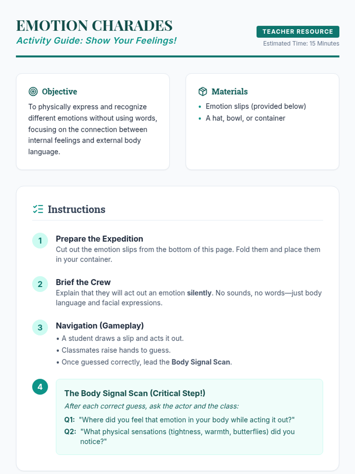 Emotion Charades Guide • Material • Lenny Learning
