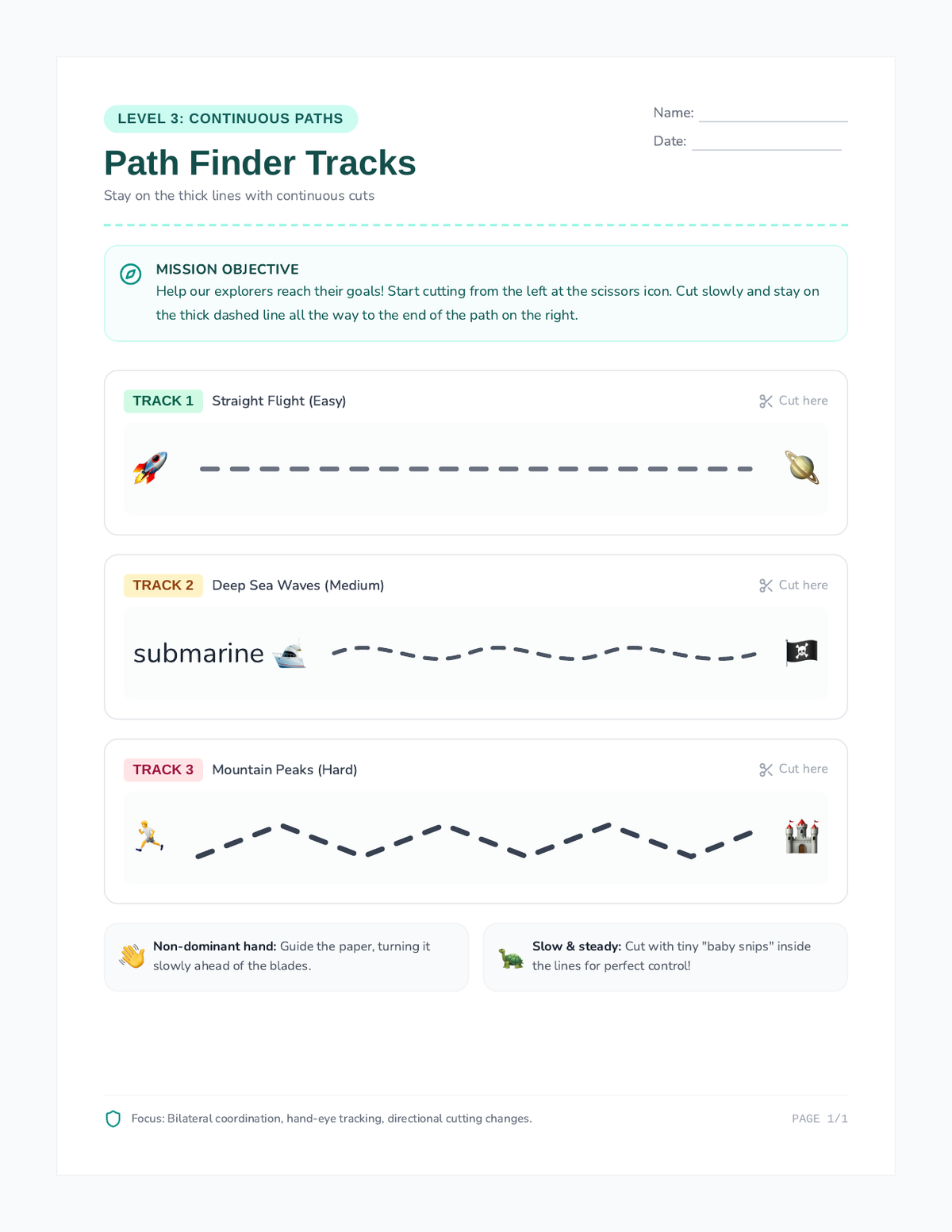 Path Finder Worksheet page 1