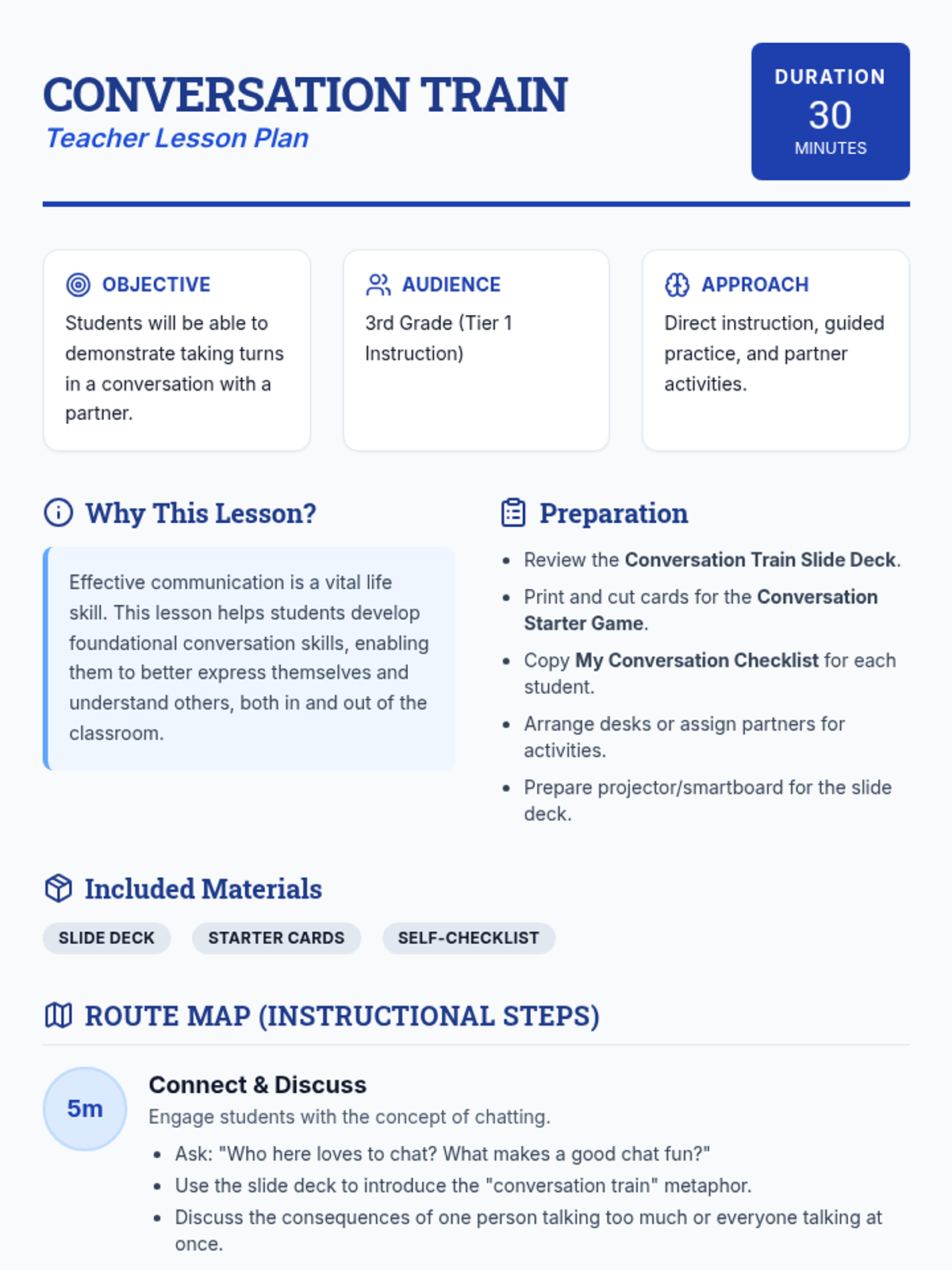 Conversation Train Lesson Plan • Material • Lenny Learning