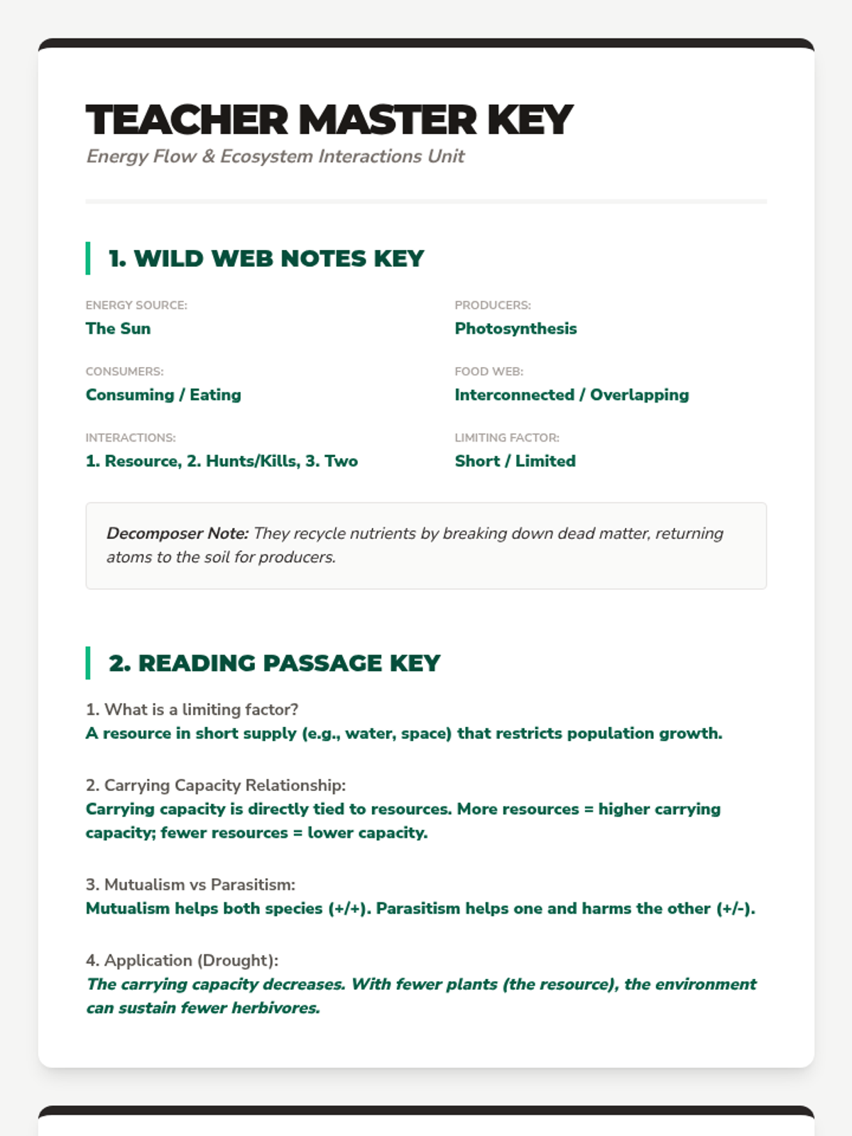 Ecosystem Keys Teacher Guide