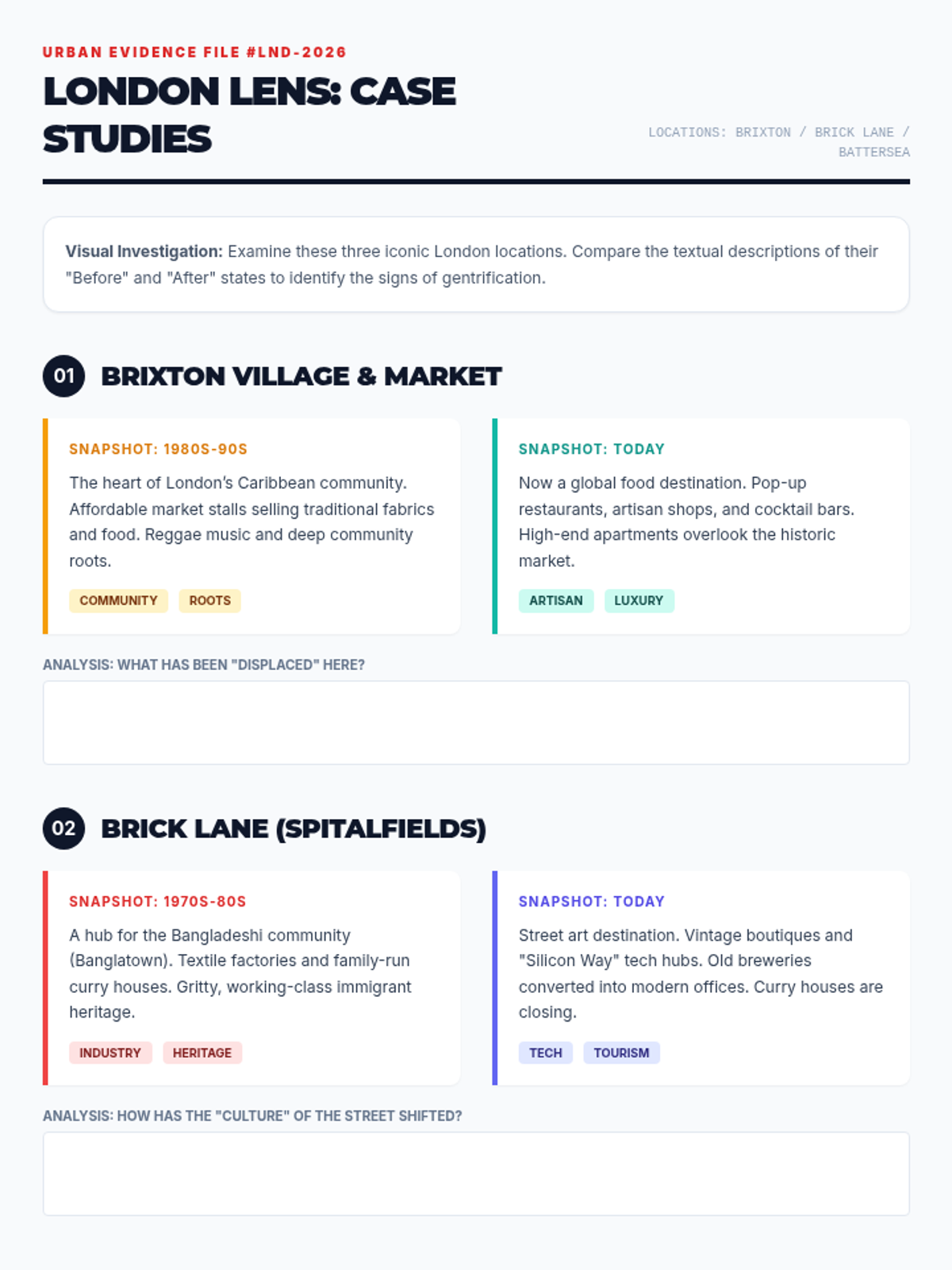 London Lens Case Studies Worksheet