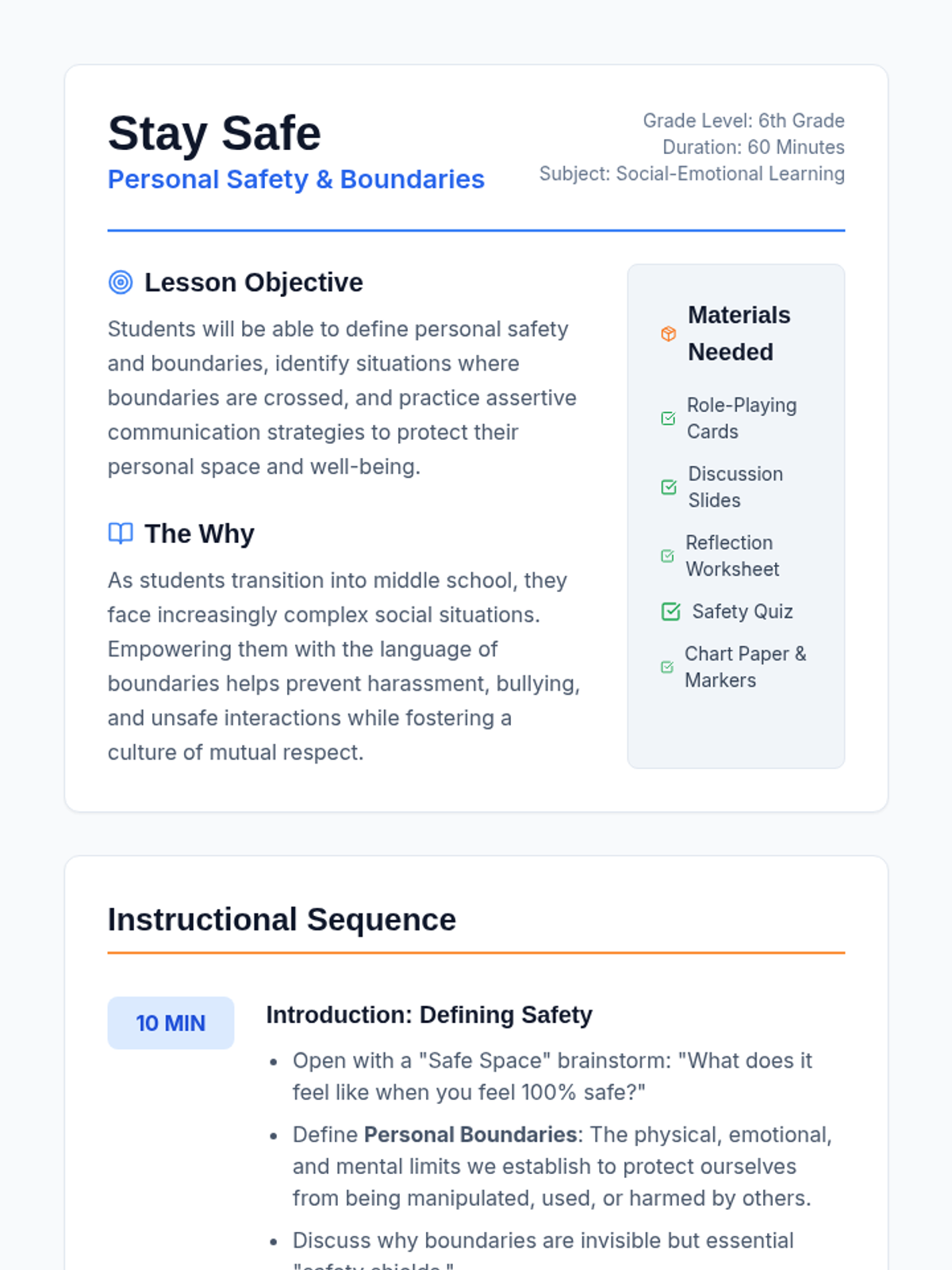 Stay Safe Lesson Plan • Material • Lenny Learning