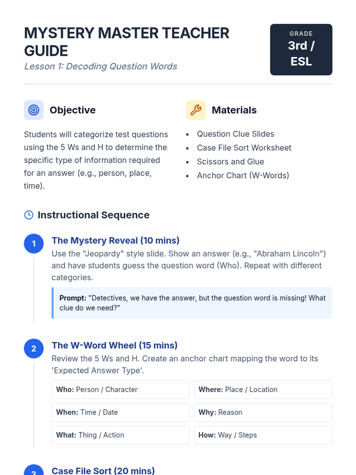 Mystery Master Teacher Guide