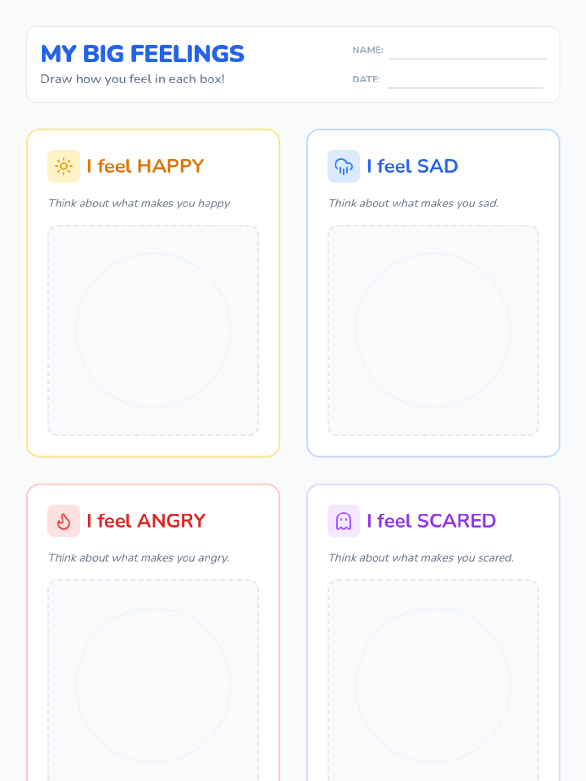 My Big Feelings Worksheet • Material • Lenny Learning