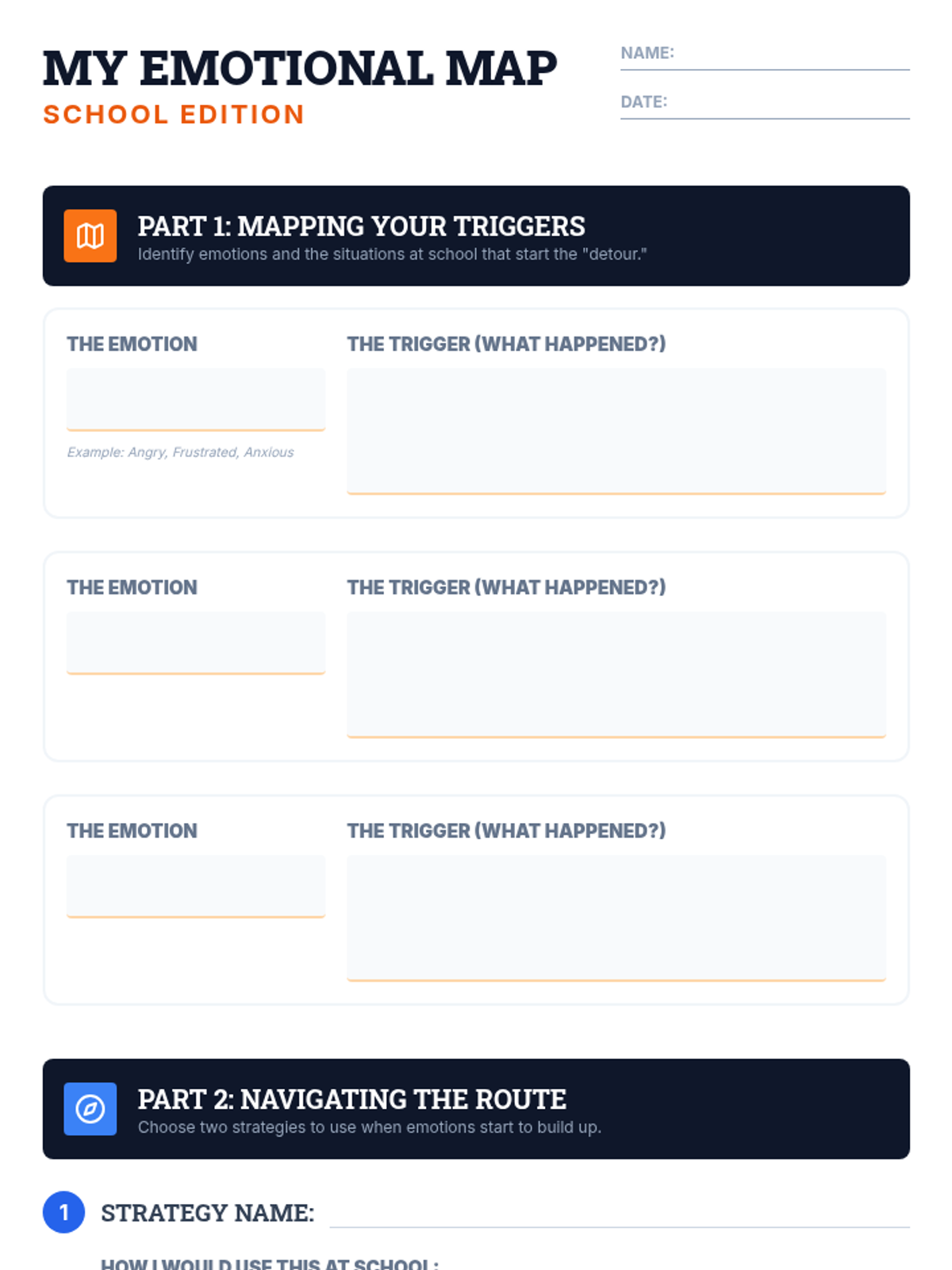 Emotional Map Worksheet • Material • Lenny Learning