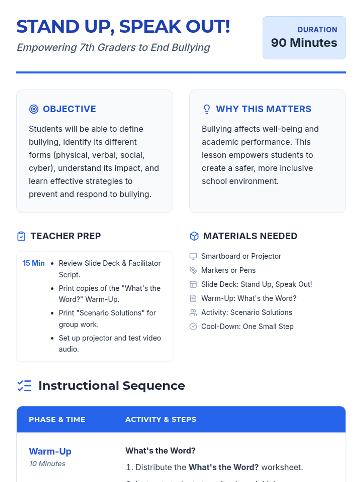 Stand Up Speak Out Lesson Plan • Material • Lenny Learning