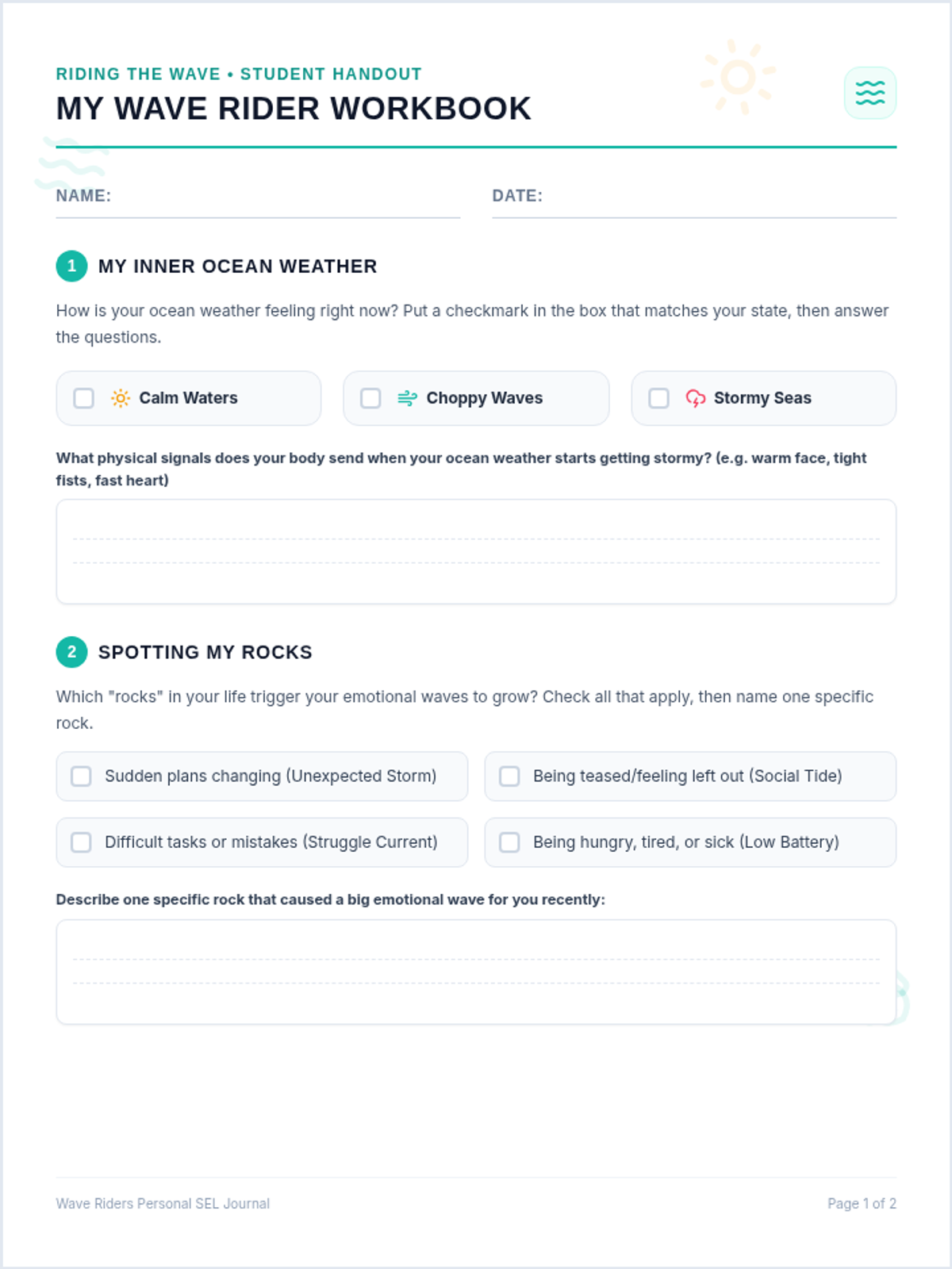 Wave Riders Student Worksheet